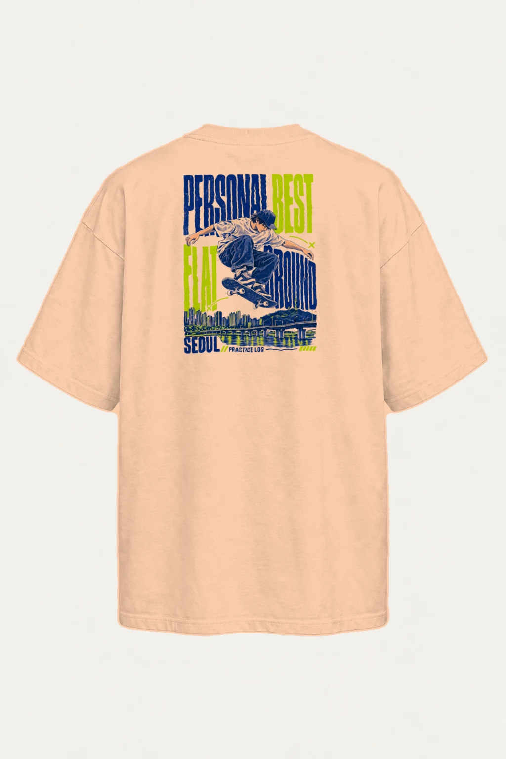 "Personal Best Flat" Men's Oversized Heavyweight Crewneck T-Shirt | Shaka Wear SHMHSS