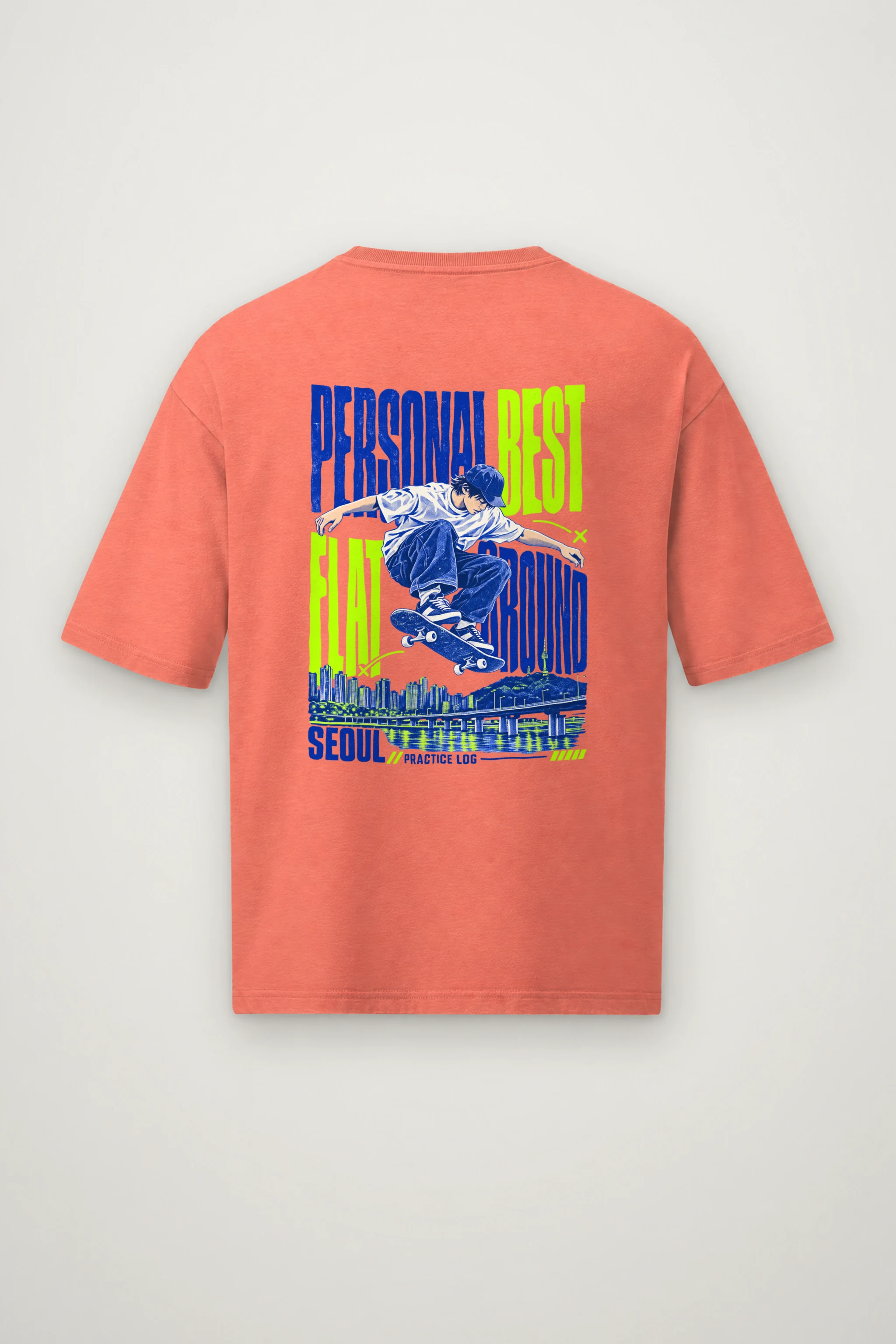 "Personal Best Flat" Men's Oversized Heavyweight Crewneck T-Shirt