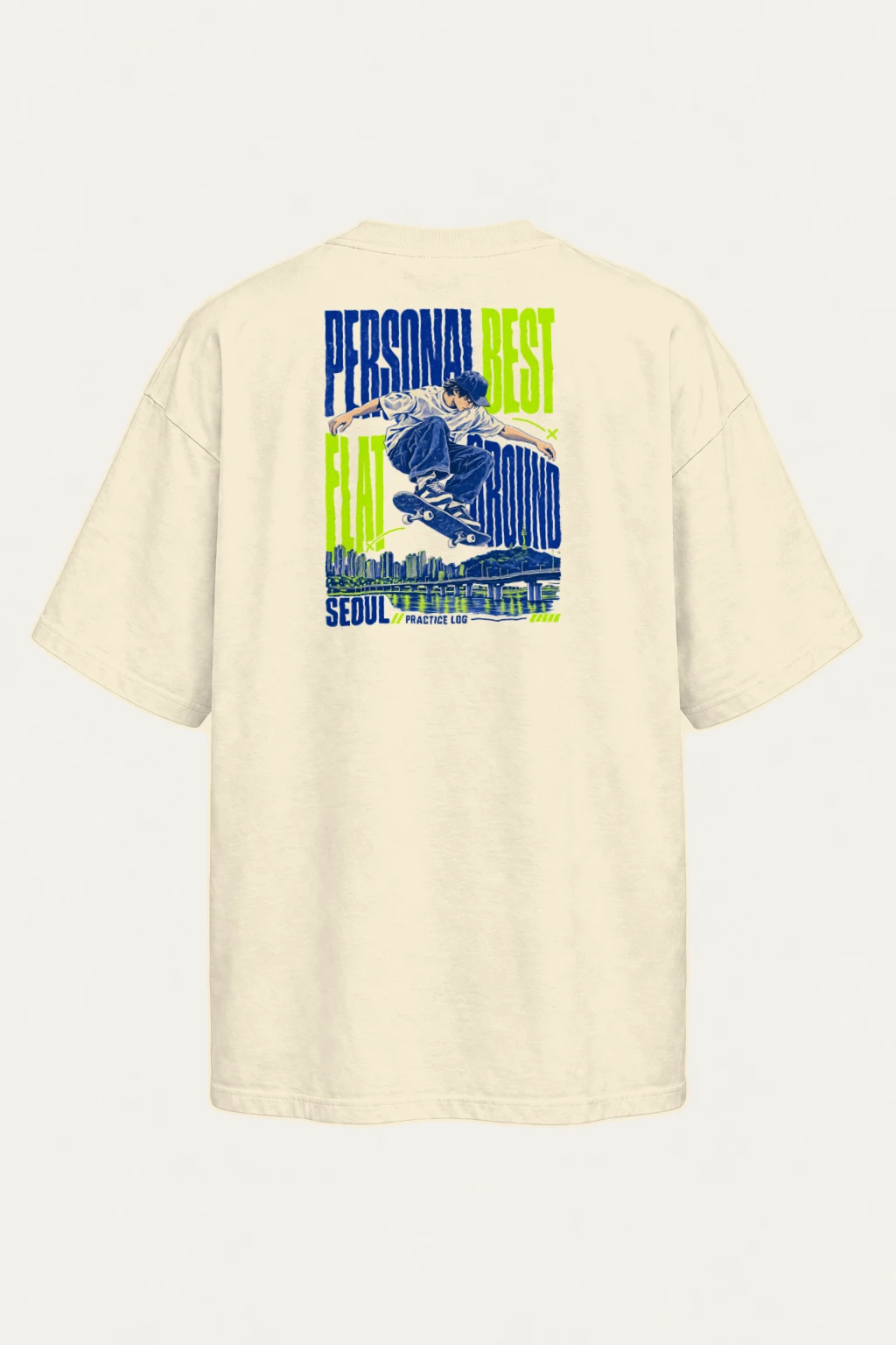 "Personal Best Flat" Men's Oversized Heavyweight Crewneck T-Shirt | Shaka Wear SHMHSS