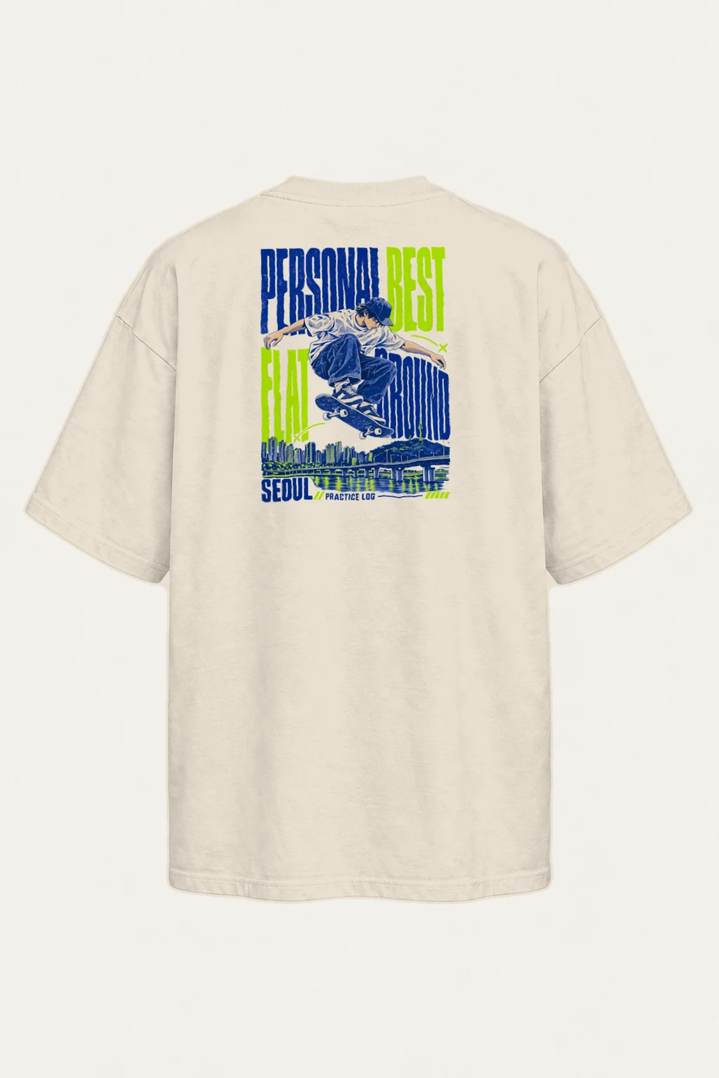 "Personal Best Flat" Men's Oversized Heavyweight Crewneck T-Shirt | Shaka Wear SHMHSS