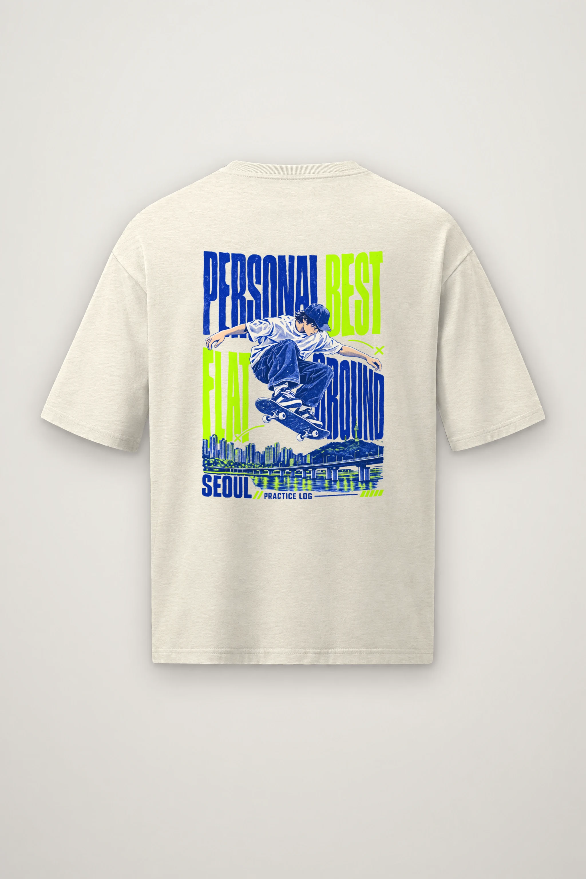 "Personal Best Flat" Men's Oversized Heavyweight Crewneck T-Shirt