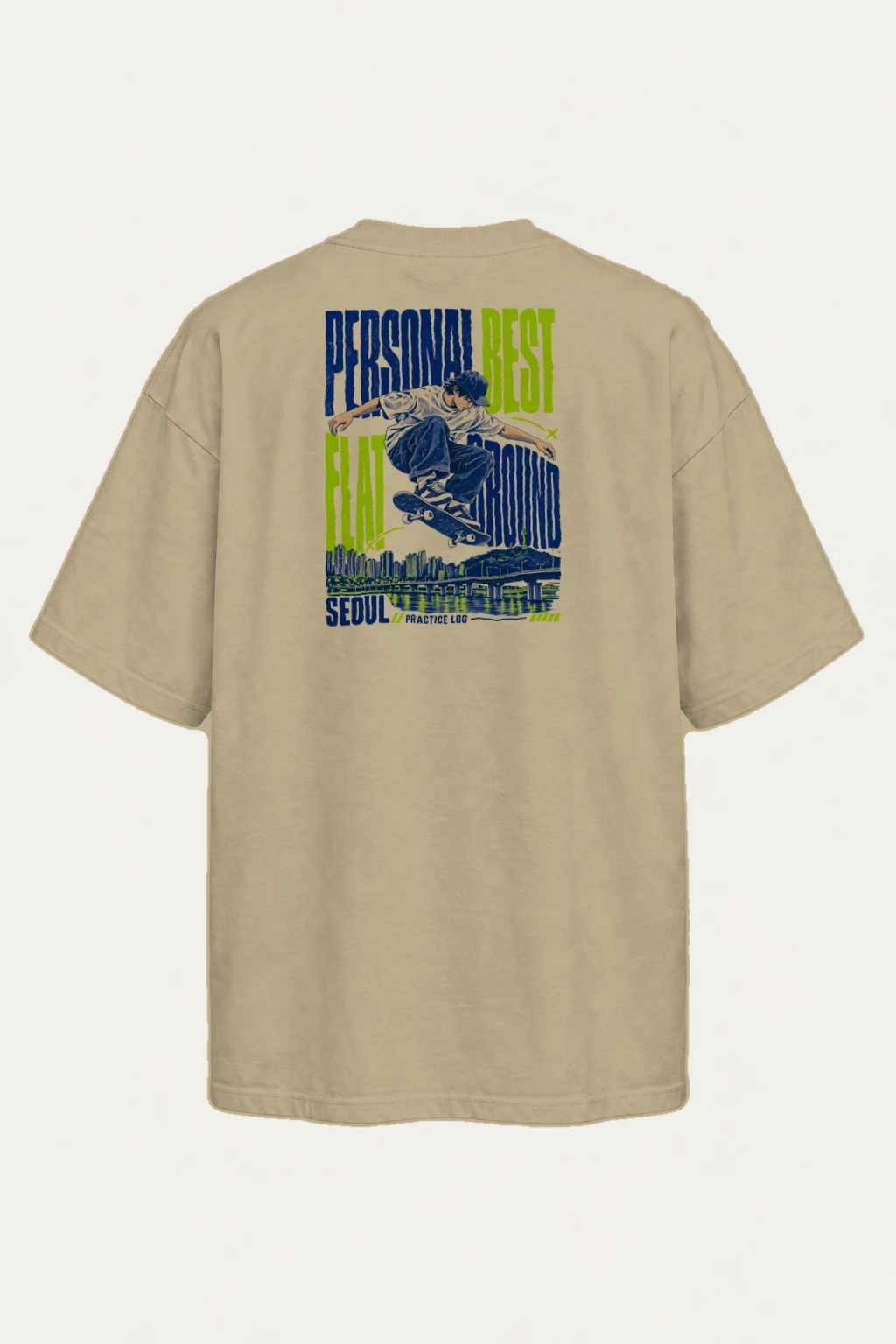 "Personal Best Flat" Men's Oversized Heavyweight Crewneck T-Shirt | Shaka Wear SHMHSS