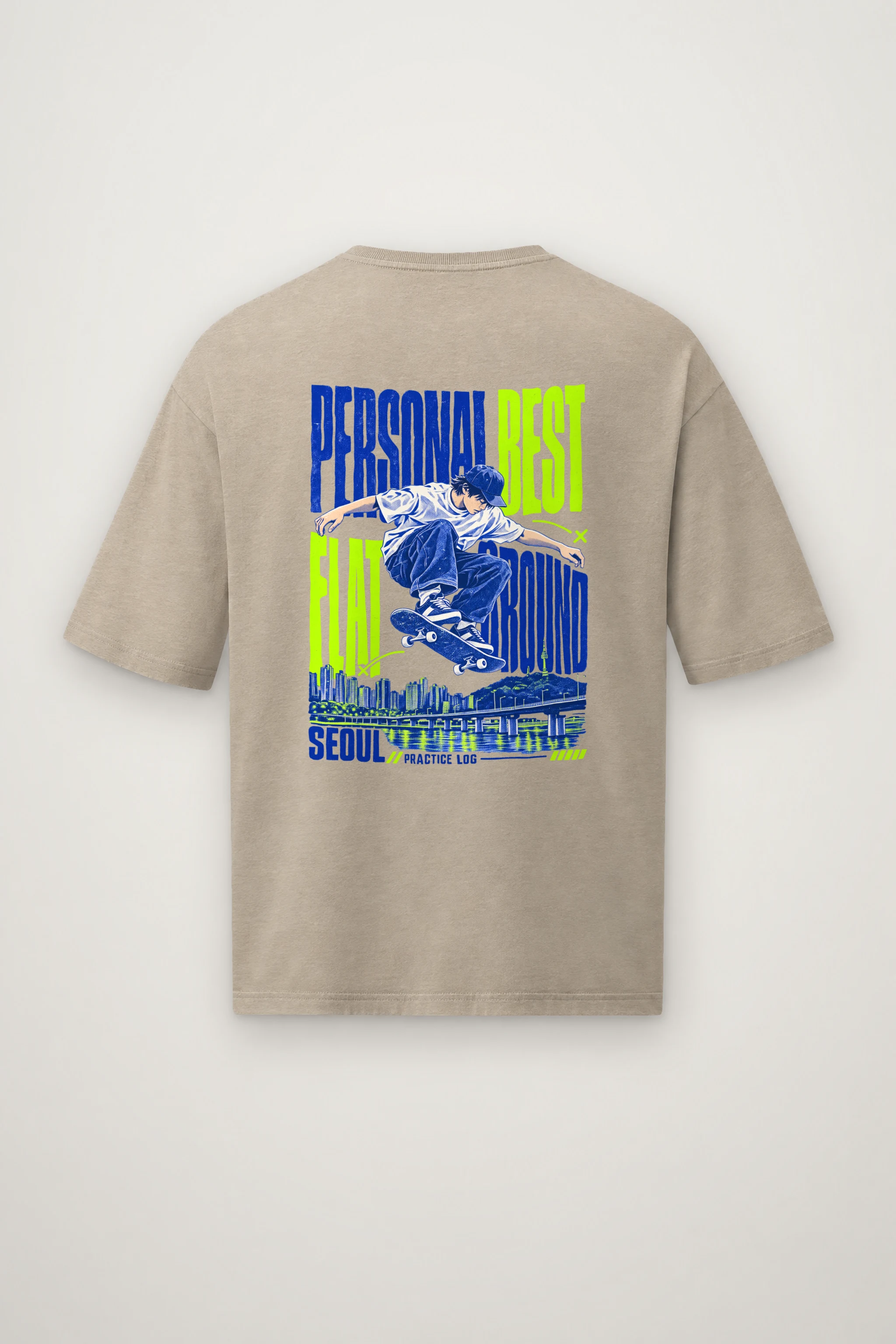 "Personal Best Flat" Men's Oversized Heavyweight Crewneck T-Shirt
