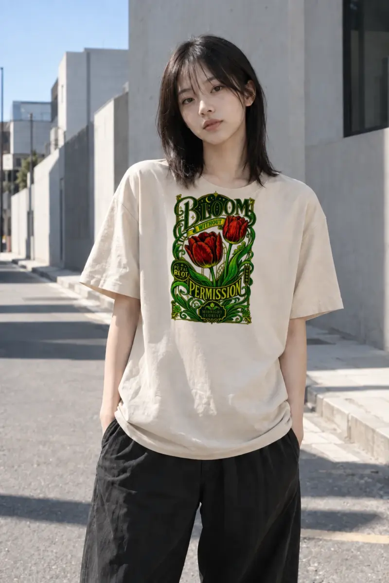 "Petal Riot" Heavyweight Unisex Crewneck T-shirt | Gildan 5000