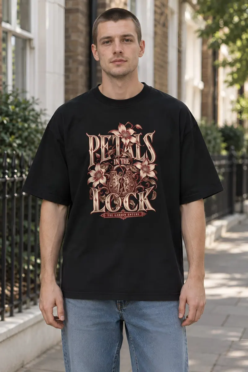 "Petals in the Lock" Unisex Oversized Heavyweight Crewneck T-Shirt