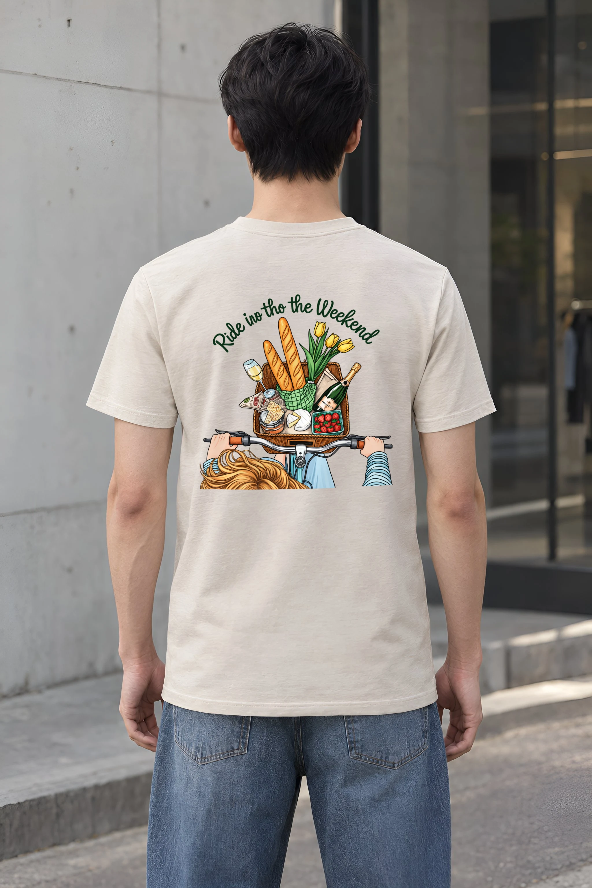 "Picnic Bicycle Basket" Heavyweight Unisex Crewneck T-shirt