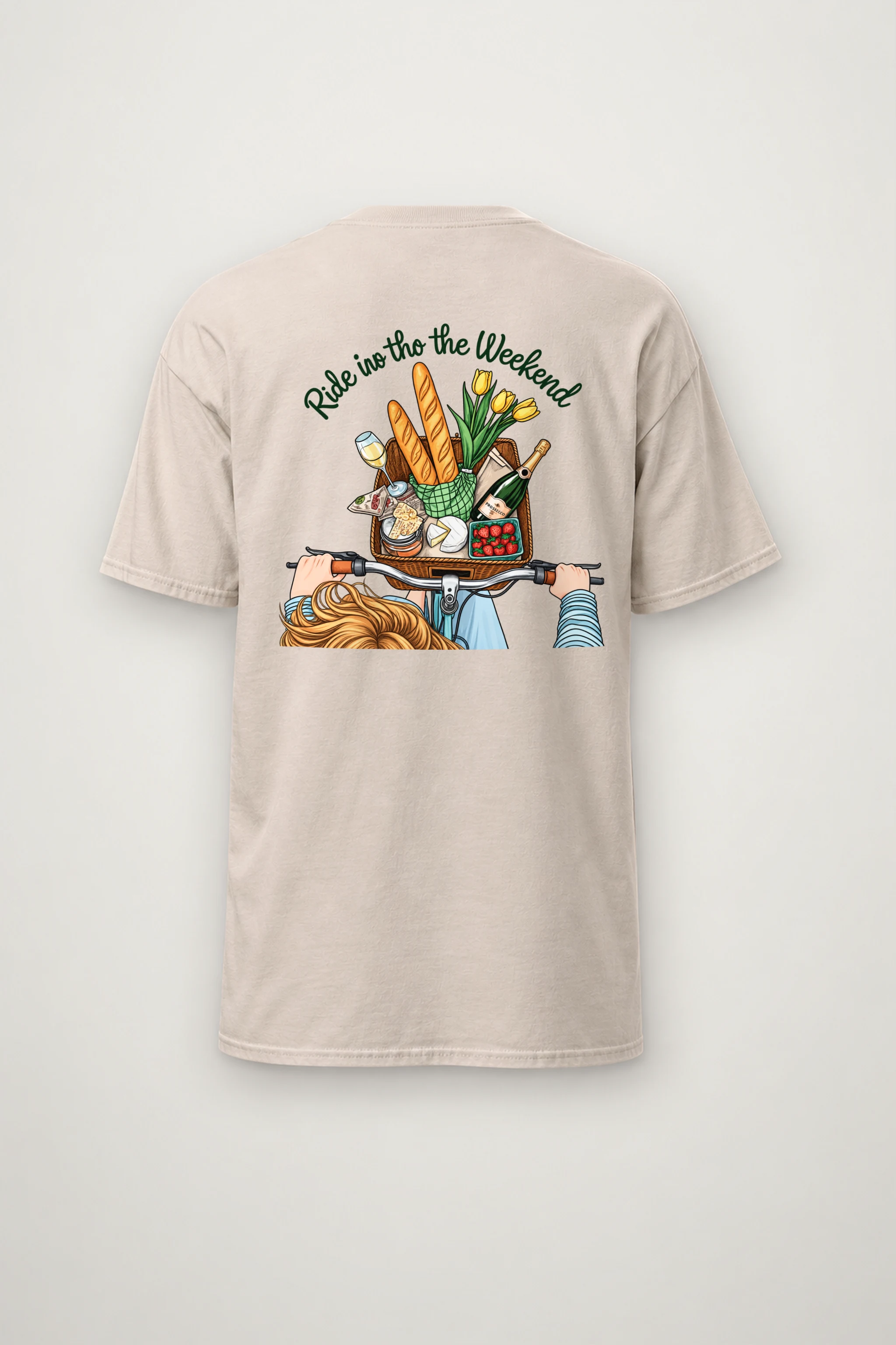 "Picnic Bicycle Basket" Heavyweight Unisex Crewneck T-shirt