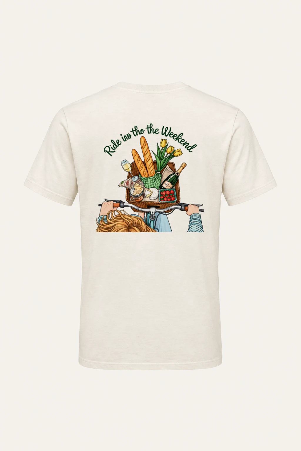 "Picnic Bicycle Basket" Heavyweight Unisex Crewneck T-shirt | Gildan 5000