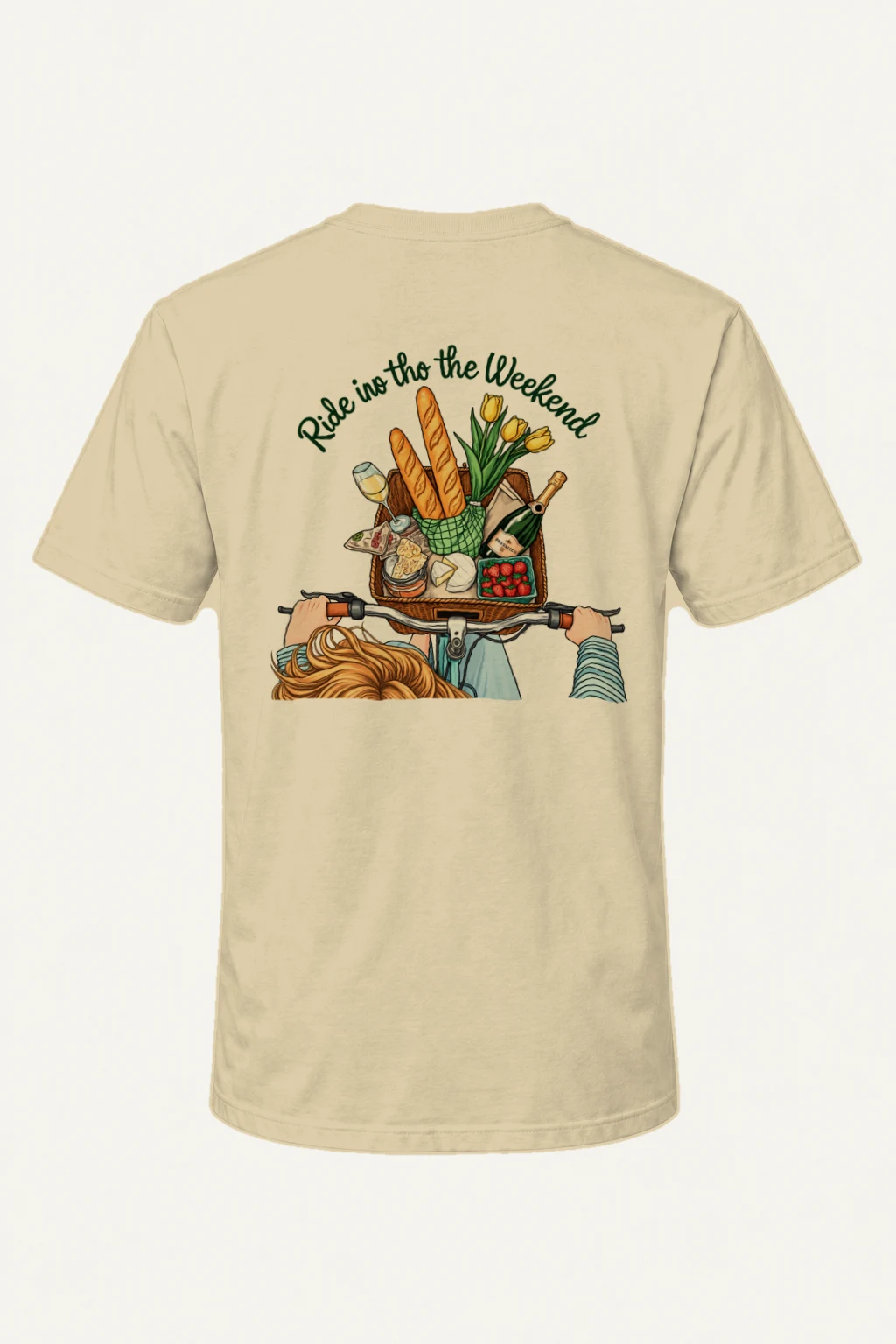 "Picnic Bicycle Basket" Heavyweight Unisex Crewneck T-shirt | Gildan 5000