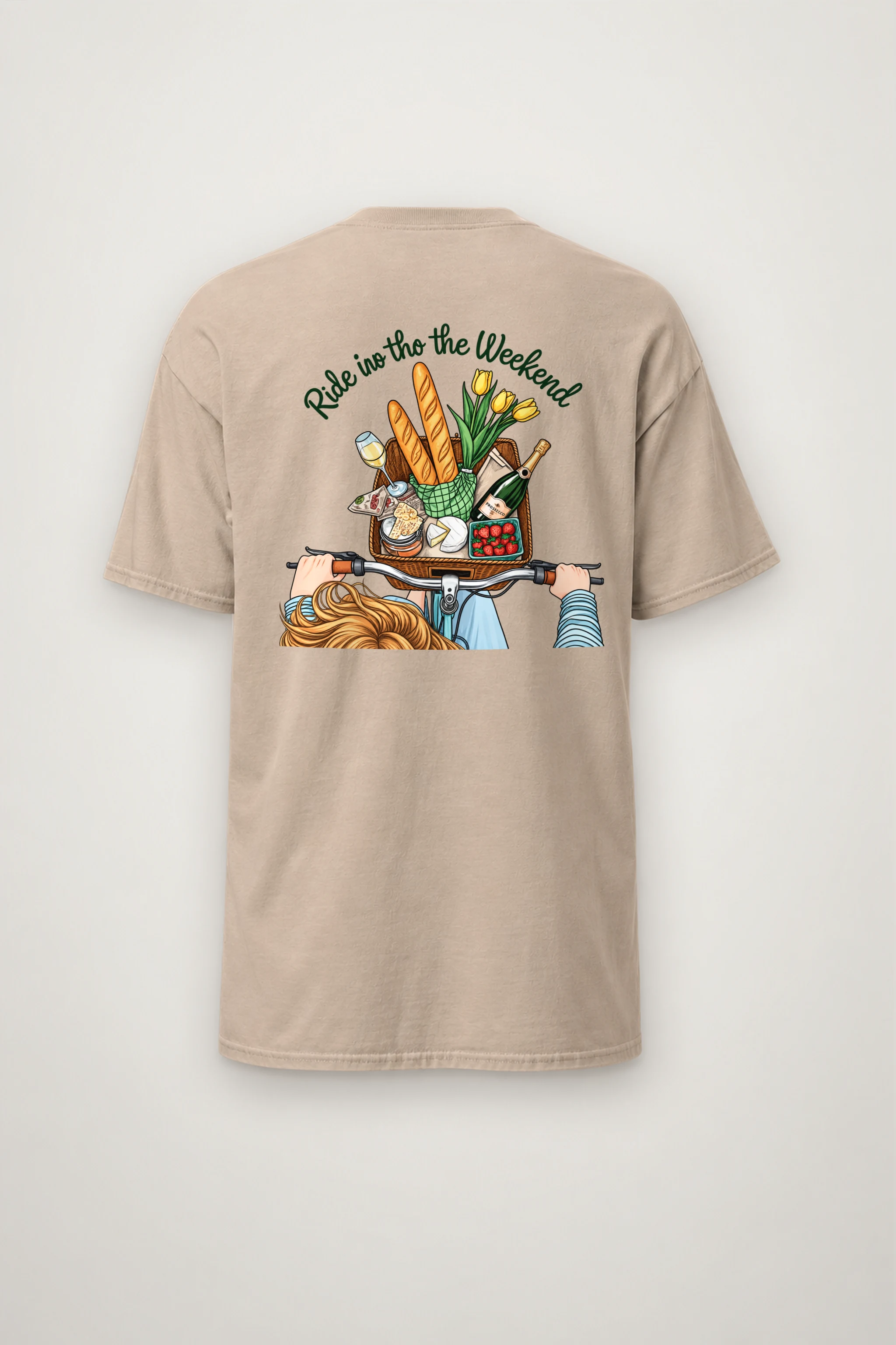 "Picnic Bicycle Basket" Heavyweight Unisex Crewneck T-shirt