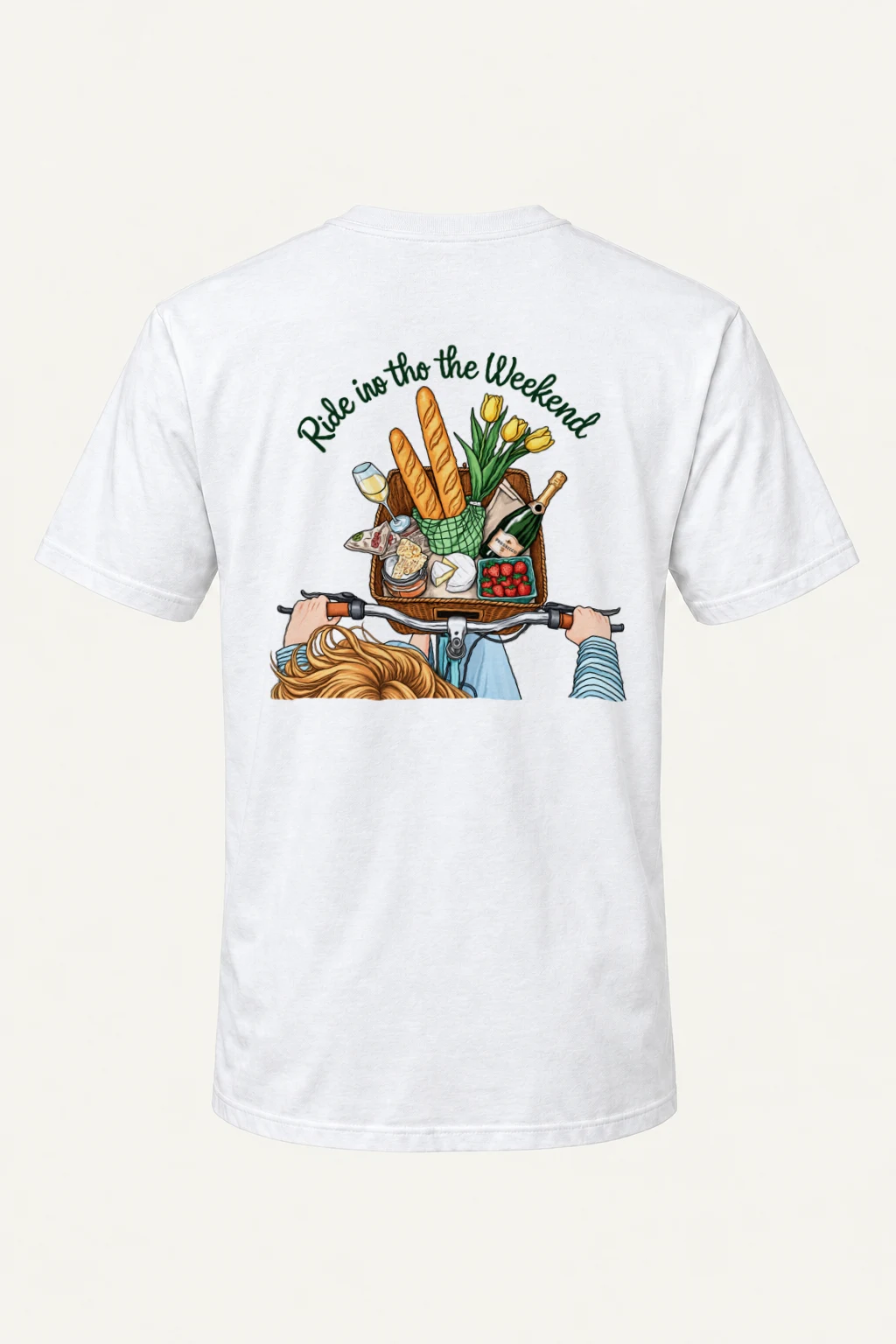 "Picnic Bicycle Basket" Heavyweight Unisex Crewneck T-shirt | Gildan 5000