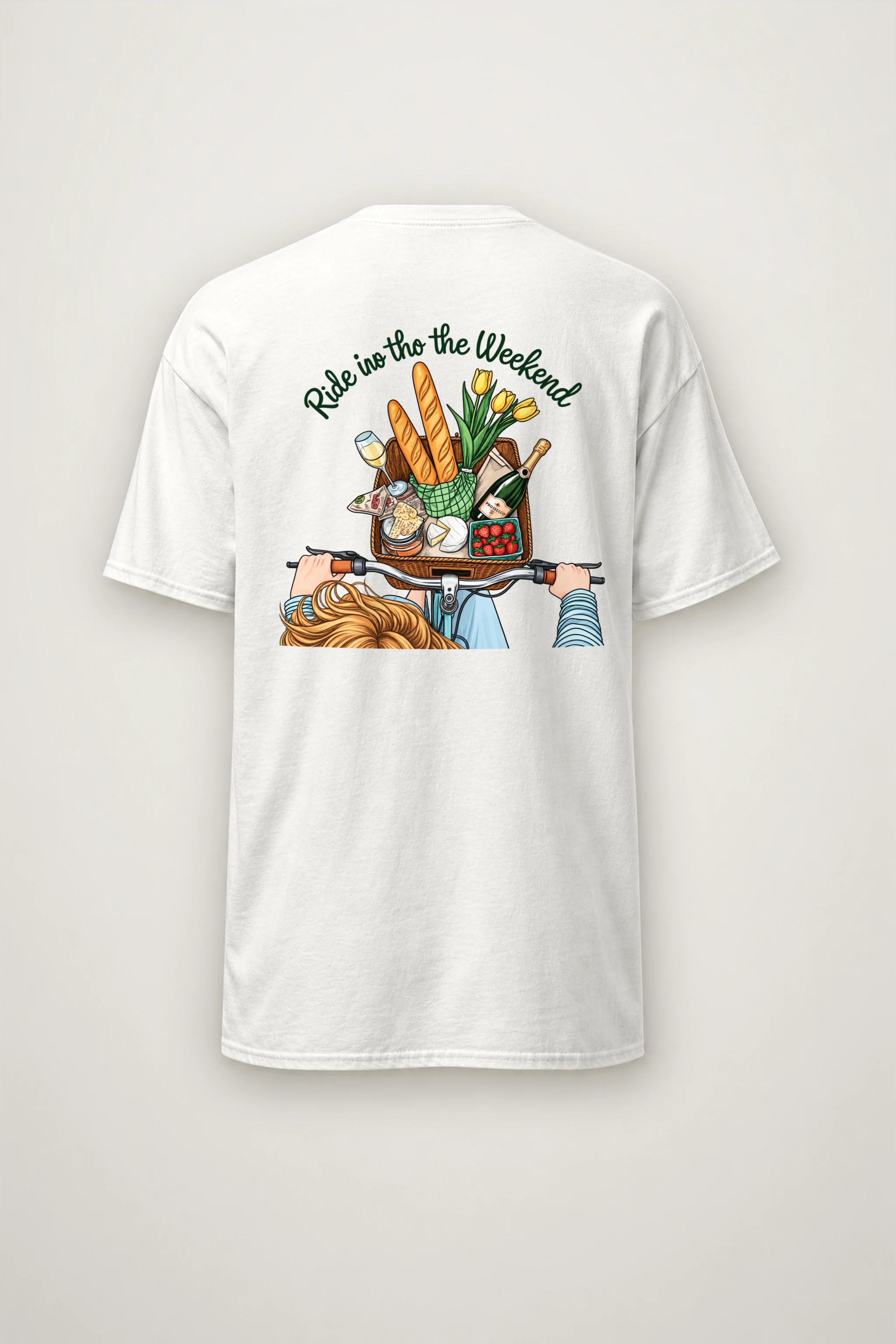 "Picnic Bicycle Basket" Heavyweight Unisex Crewneck T-shirt