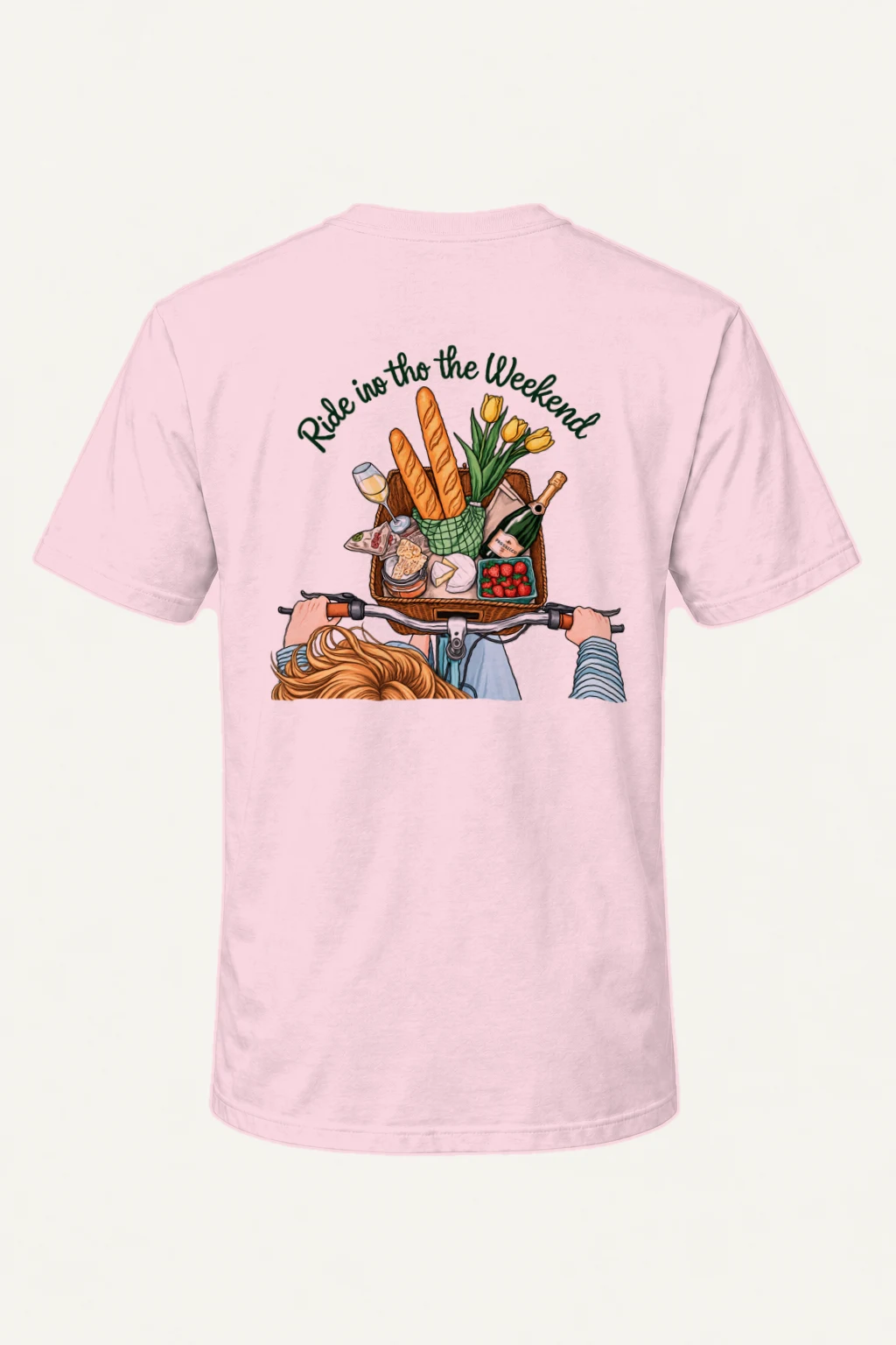 "Picnic Bicycle Basket" Heavyweight Unisex Crewneck T-shirt | Gildan 5000