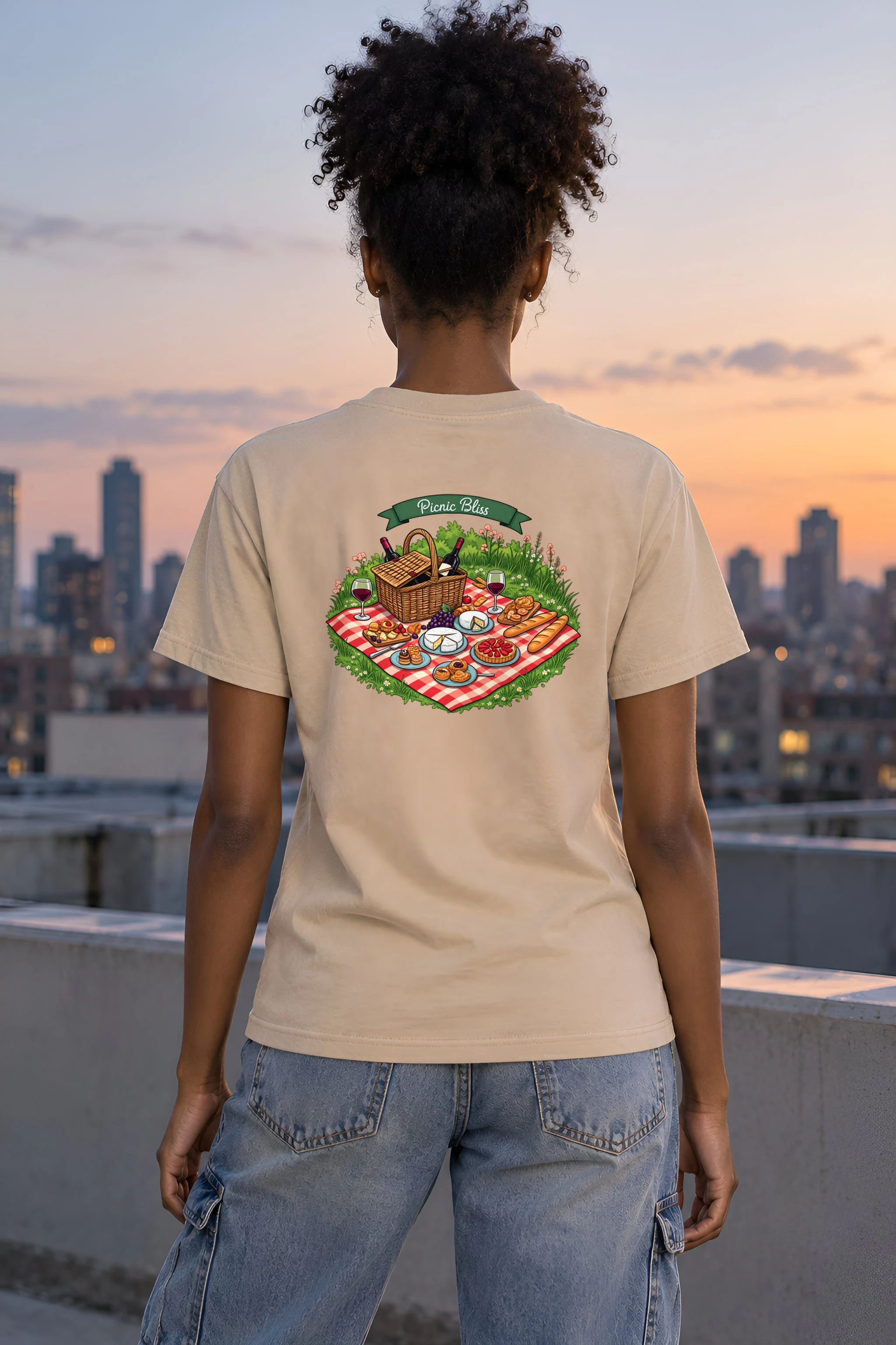 "Picnic Bliss" Heavyweight Unisex Crewneck T-shirt