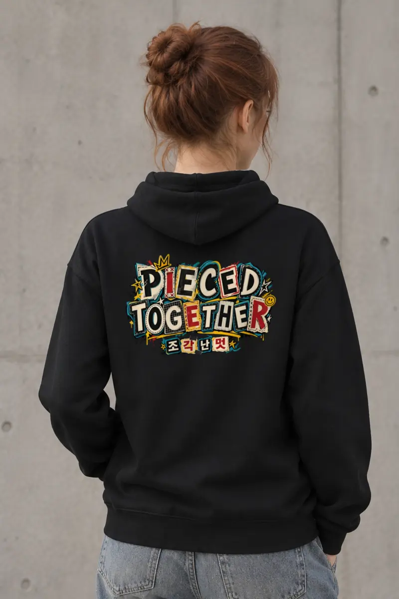 "Pieced Together Street Patchwork" Heavy Blend Unisex Pullover Hoodie