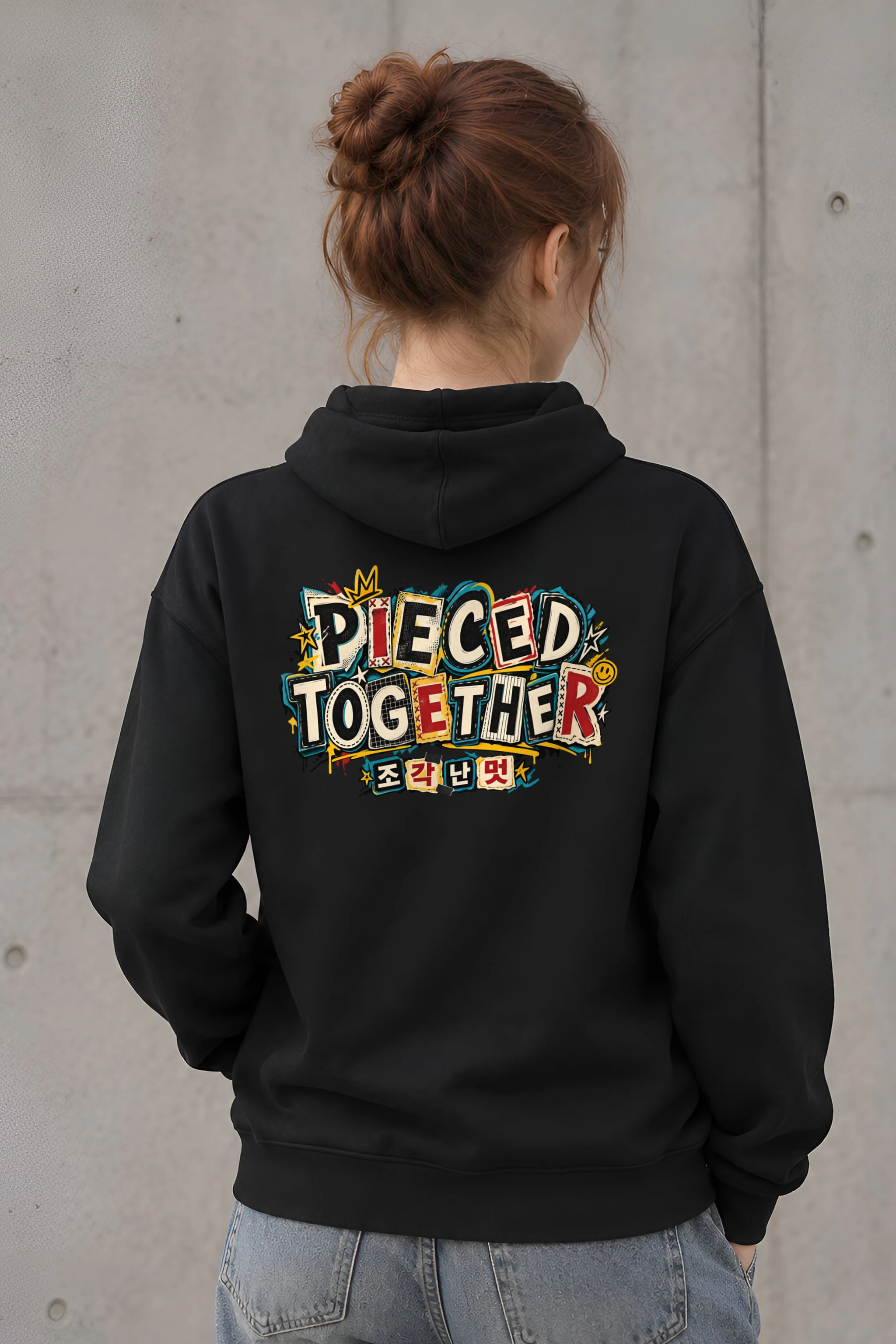 "Pieced Together Street Patchwork" Heavy Blend Unisex Pullover Hoodie