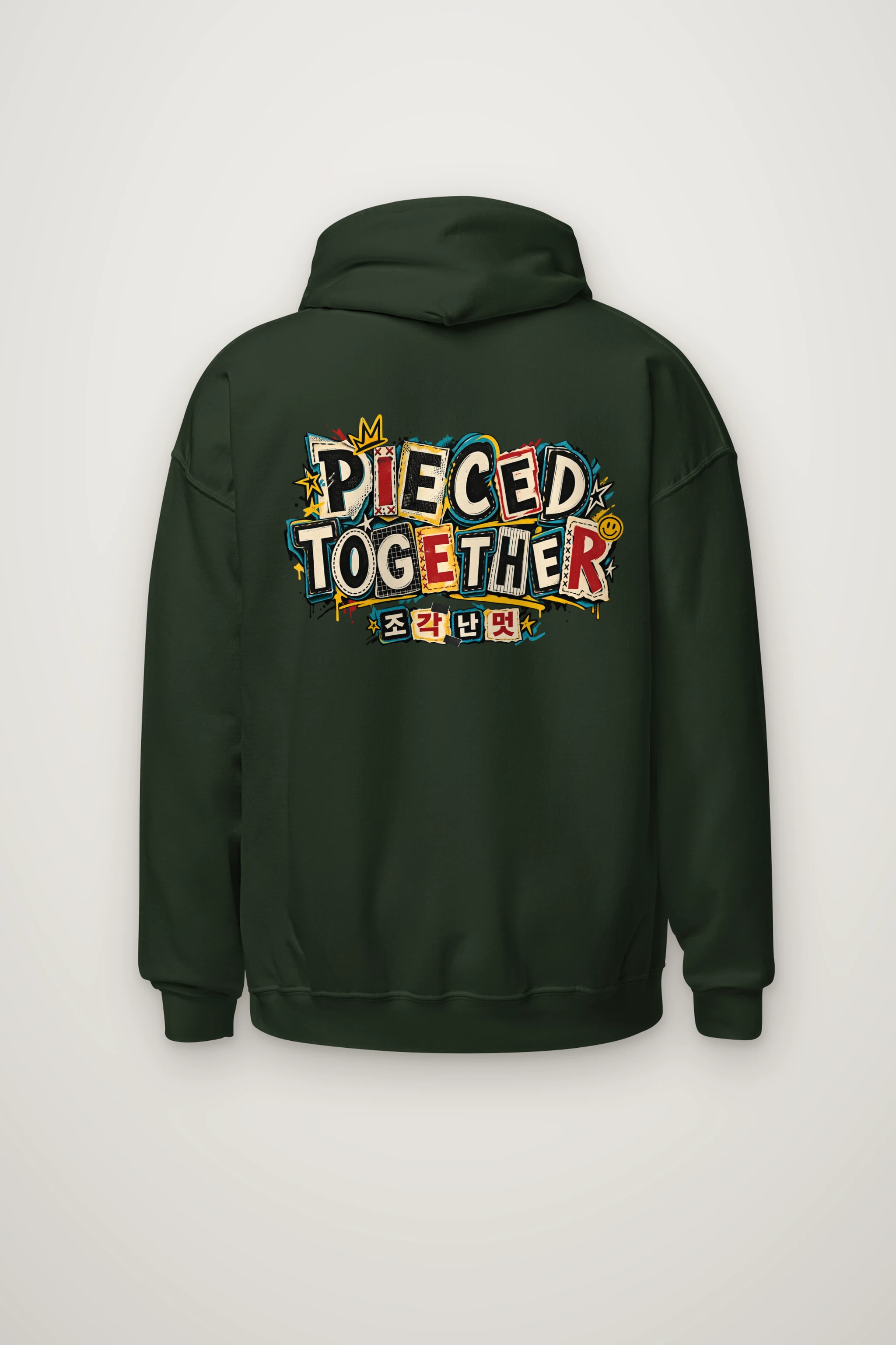 "Pieced Together Street Patchwork" Heavy Blend Unisex Pullover Hoodie