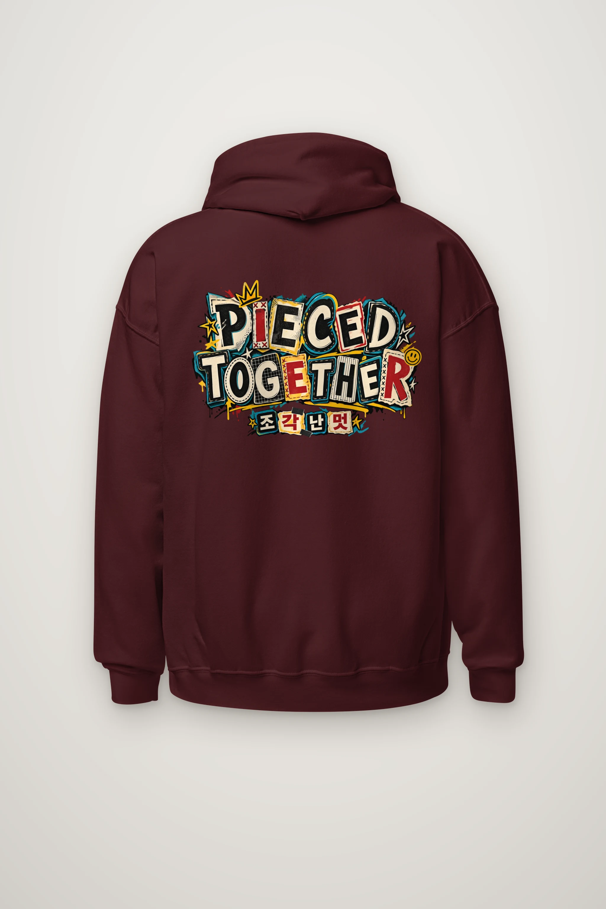 "Pieced Together Street Patchwork" Heavy Blend Unisex Pullover Hoodie