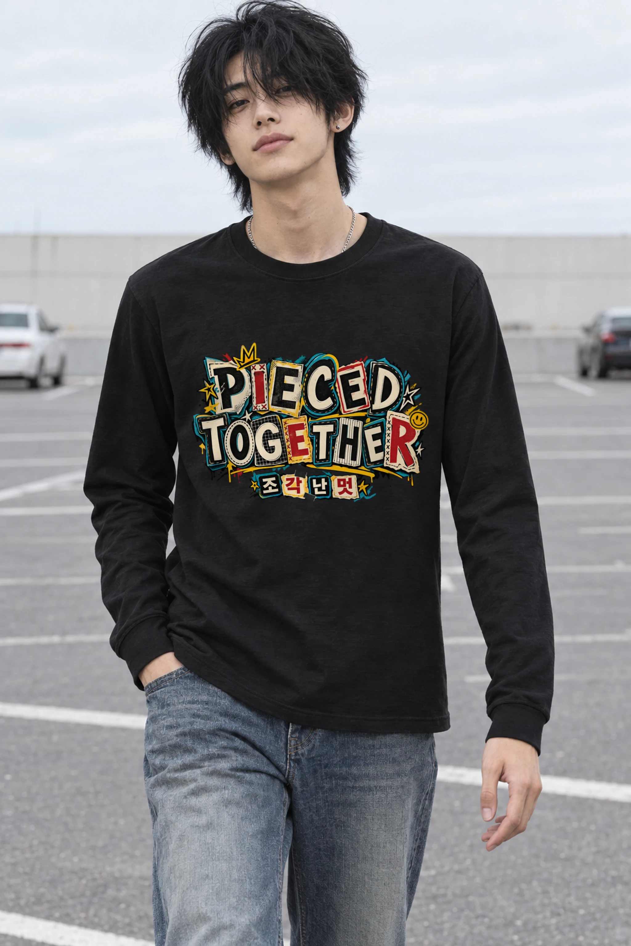 "Pieced Patch Lettering" Unisex Longsleeve T-shirt