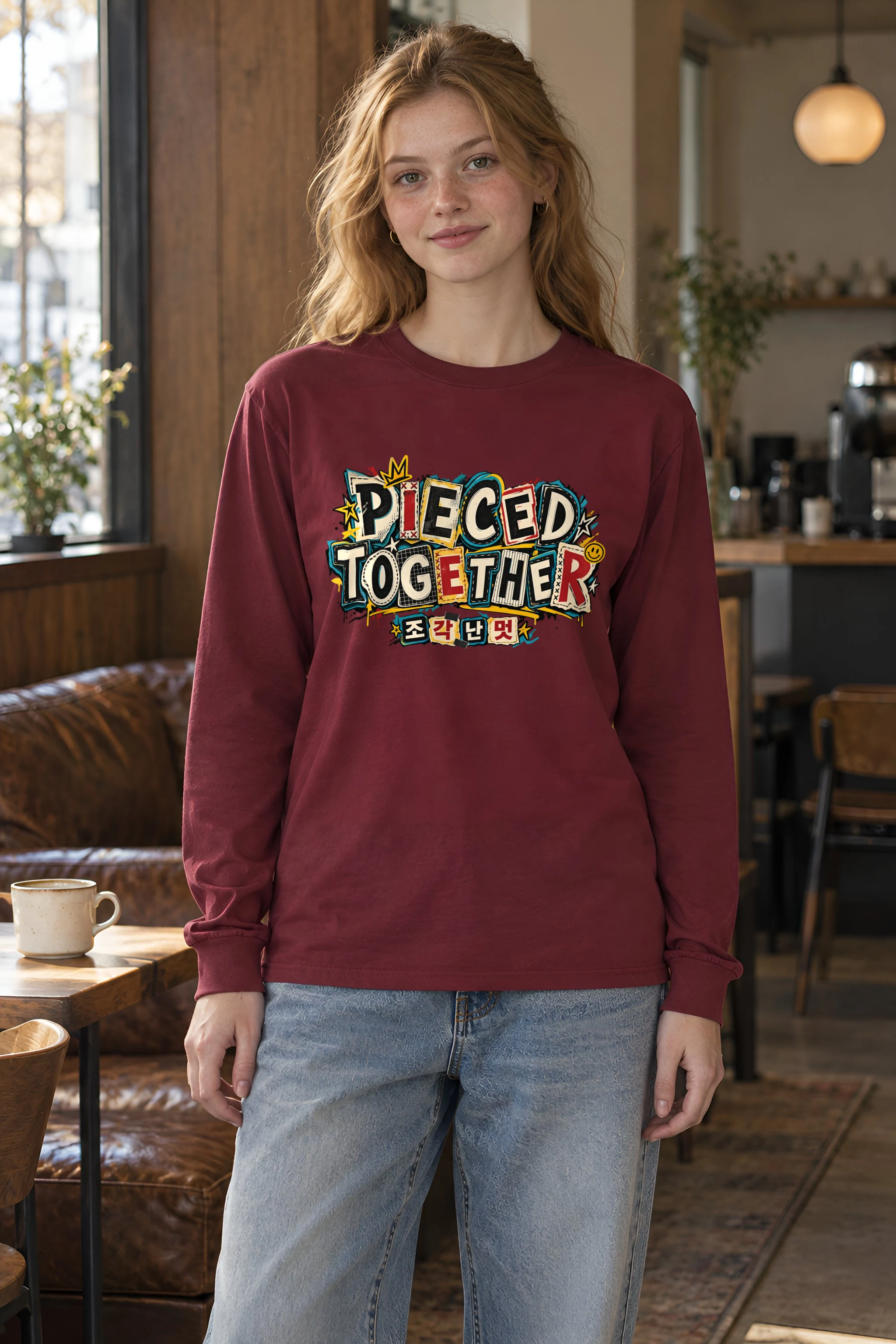 "Pieced Patch Lettering" Unisex Longsleeve T-shirt