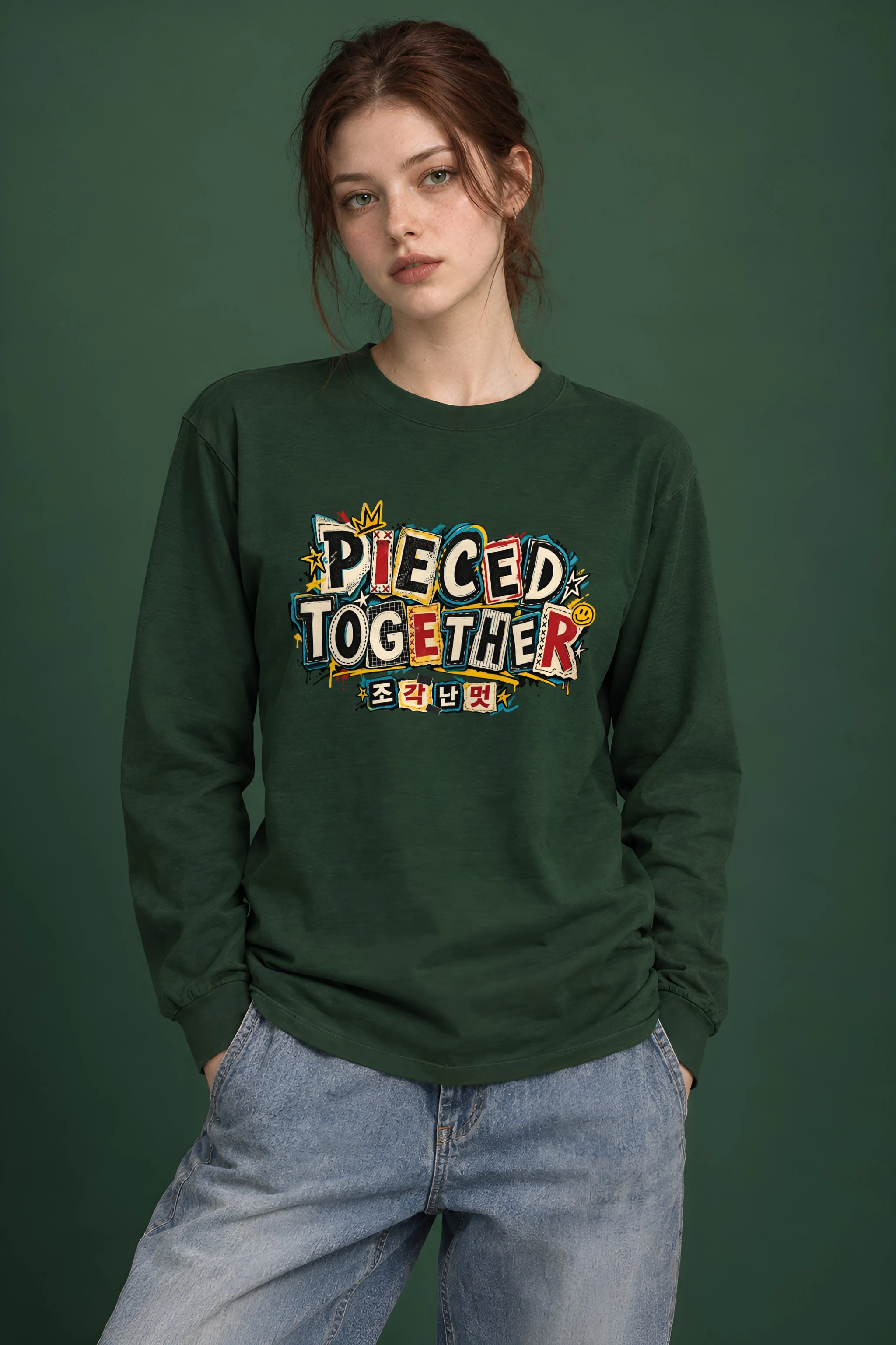 "Pieced Patch Lettering" Unisex Longsleeve T-shirt