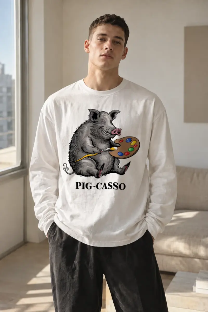 "Pig-Casso" Unisex Longsleeve T-shirt | Gildan 2400