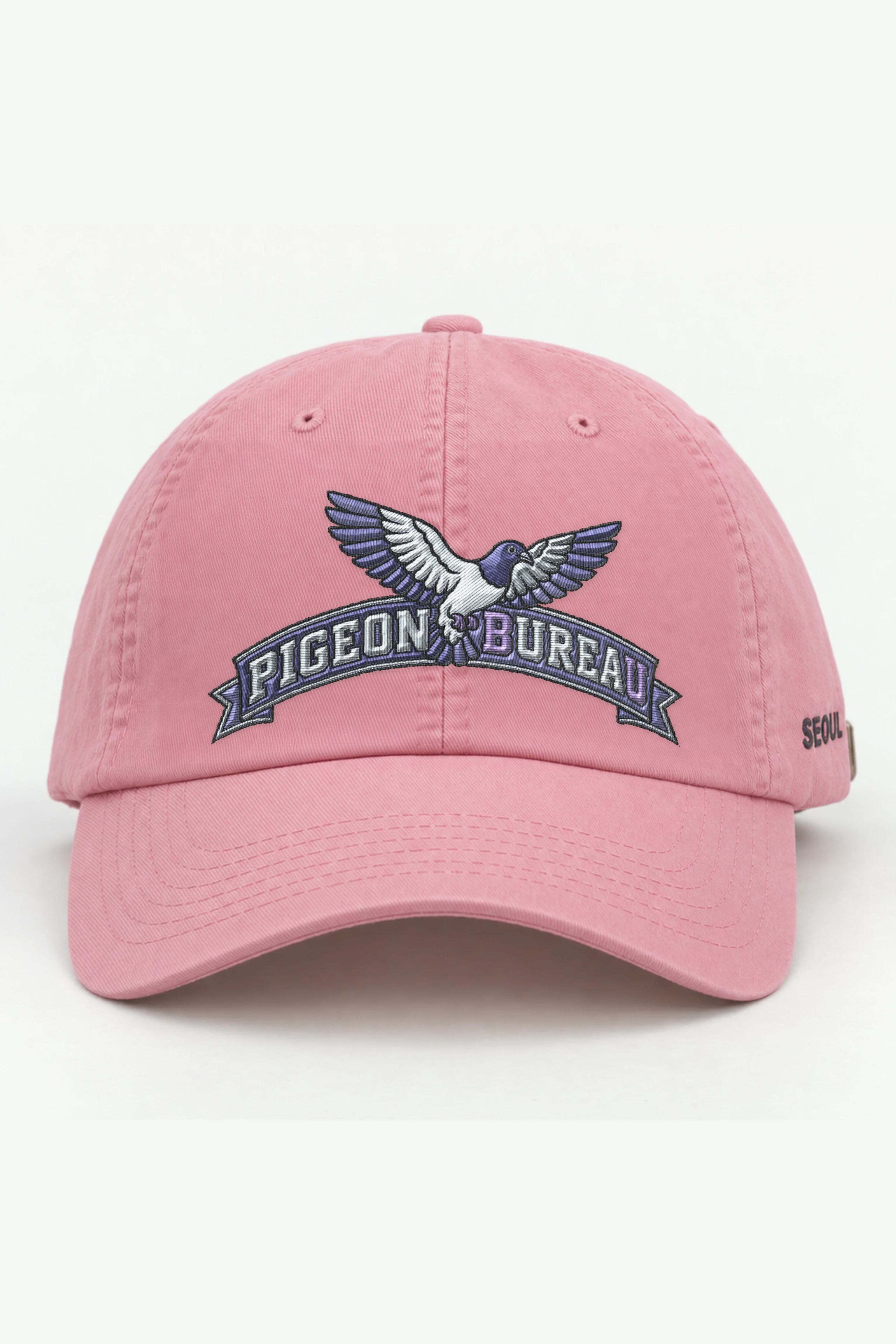 "Pigeon Bureau" Classic Dad Hat · Embroidered — pink/cap-front