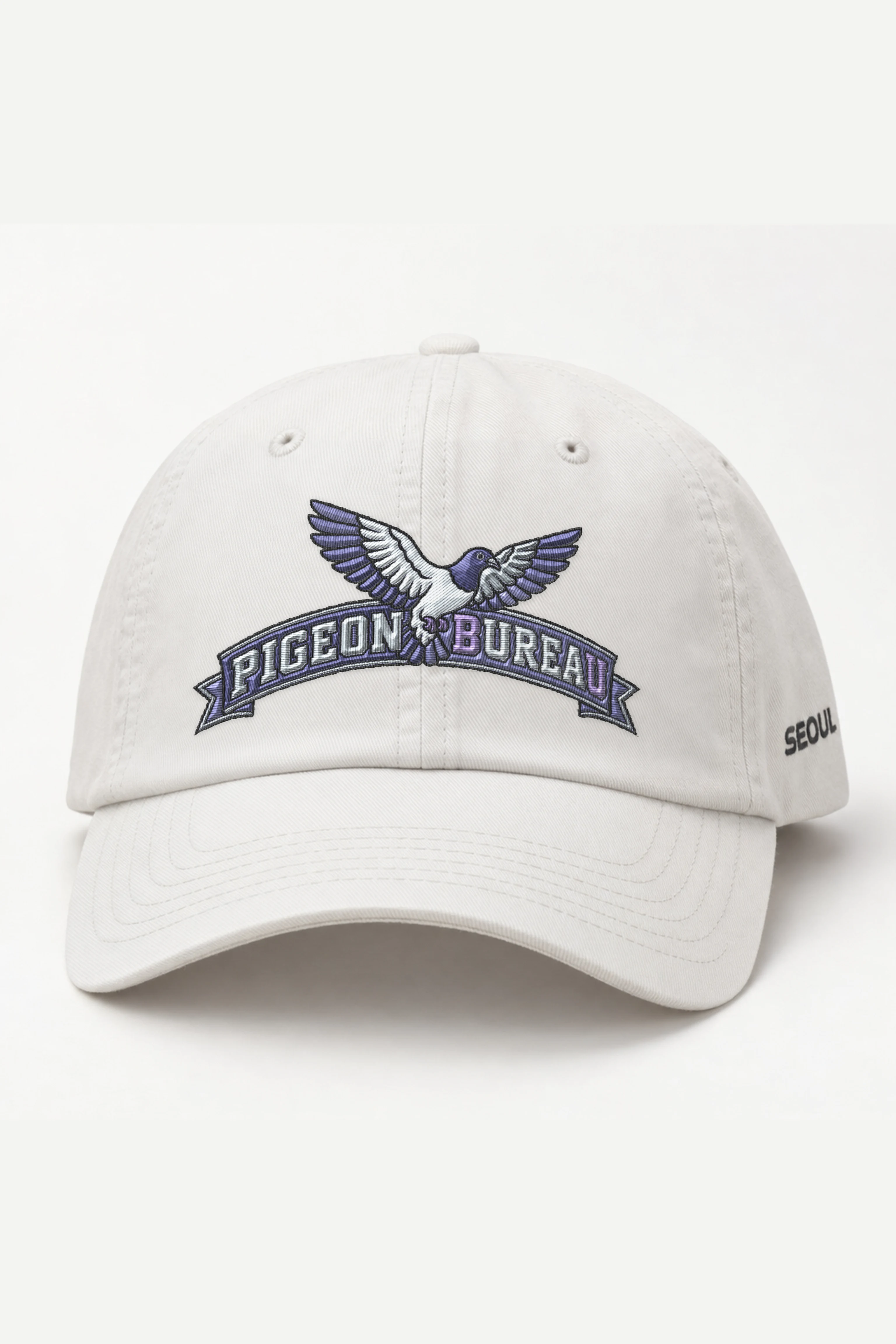 "Pigeon Bureau" Classic Dad Hat · Embroidered — white/cap-front