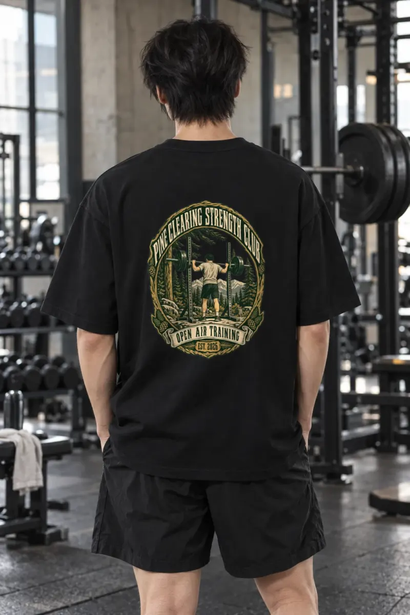 "Pine Clearing Strength Club" Men's Oversized Heavyweight Crewneck T-Shirt