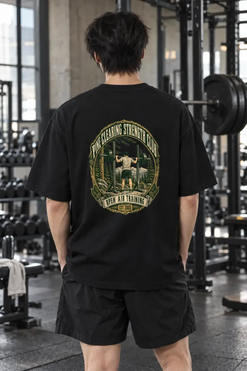 "Pine Clearing Strength Club" Men's Oversized Heavyweight Crewneck T-Shirt