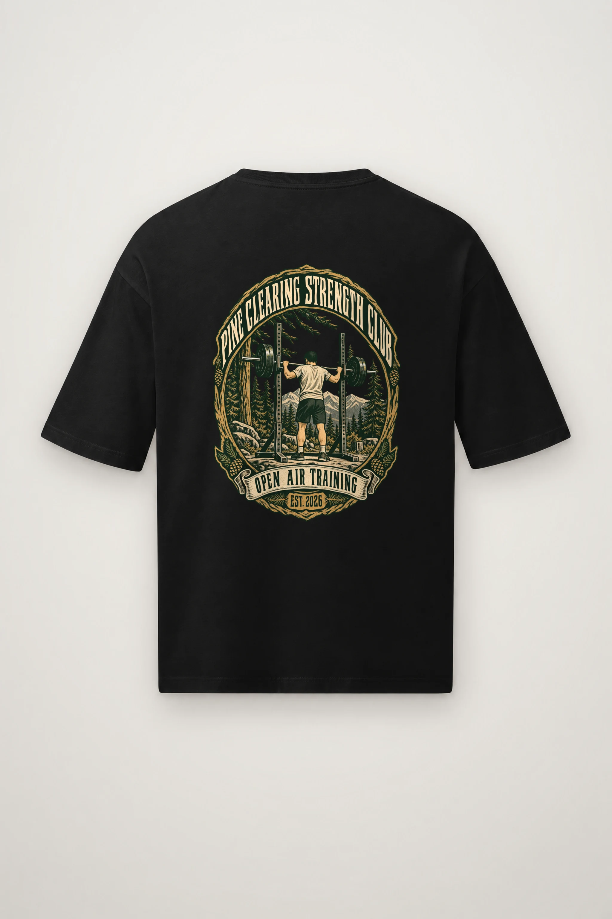 "Pine Clearing Strength Club" Men's Oversized Heavyweight Crewneck T-Shirt
