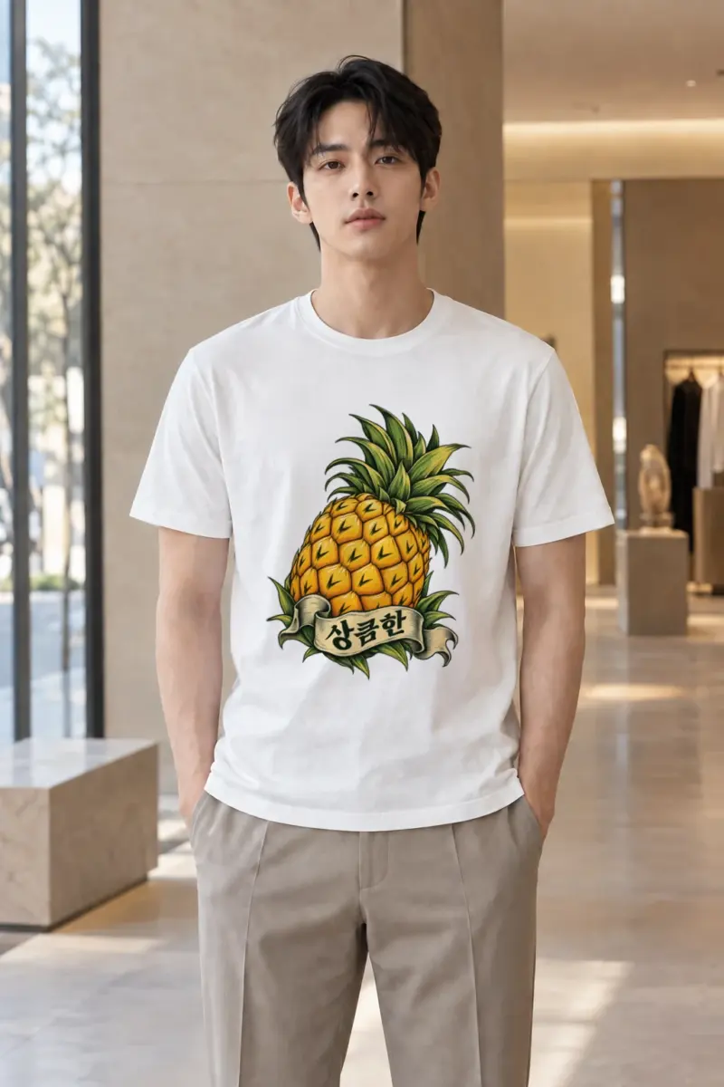 "Pineapple Banner" Heavyweight Unisex Crewneck T-shirt | Gildan 5000