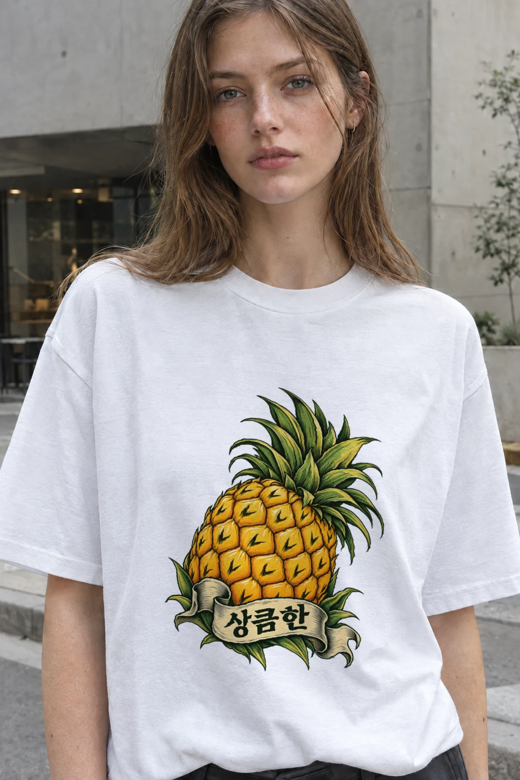 "Pineapple Banner" Heavyweight Unisex Crewneck T-shirt | Gildan 5000
