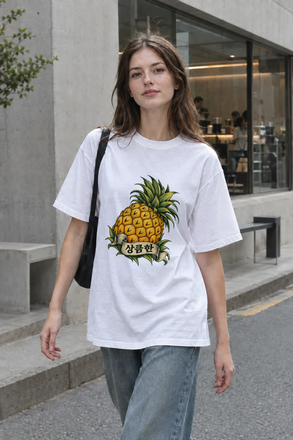 "Pineapple Banner" Heavyweight Unisex Crewneck T-shirt | Gildan 5000