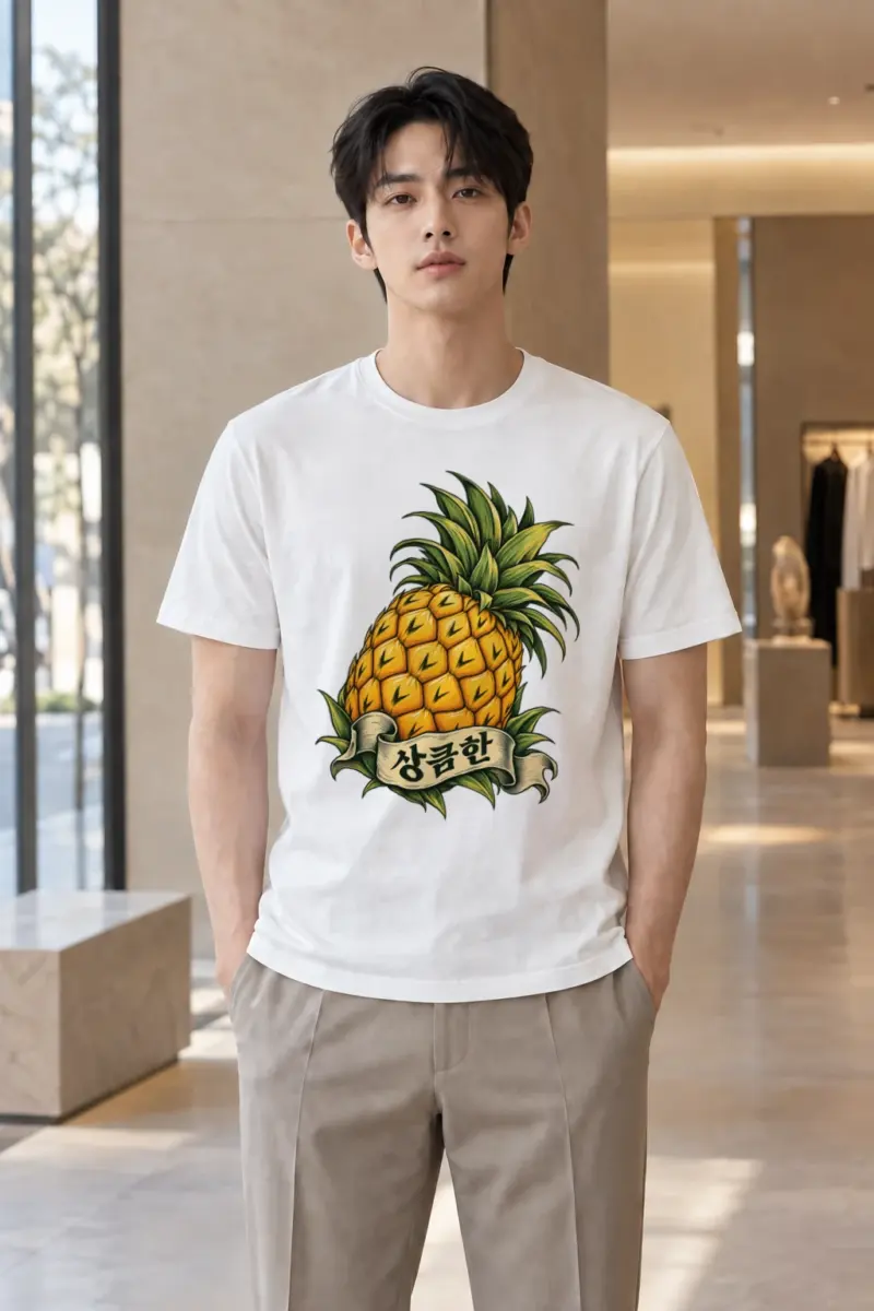 "Pineapple Banner" Heavyweight Unisex Crewneck T-shirt | Gildan 5000
