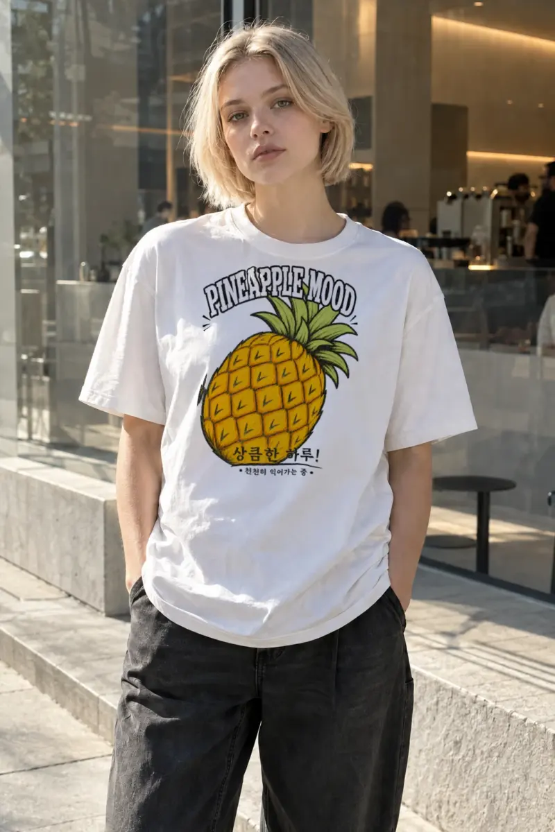 "Pineapple Mood" Heavyweight Unisex Crewneck T-shirt | Gildan 5000