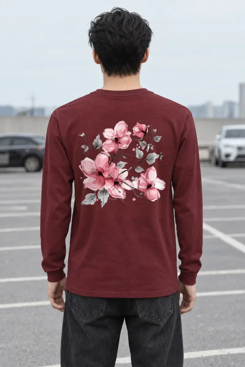 "Pink Branch Bloom" Unisex Longsleeve T-shirt