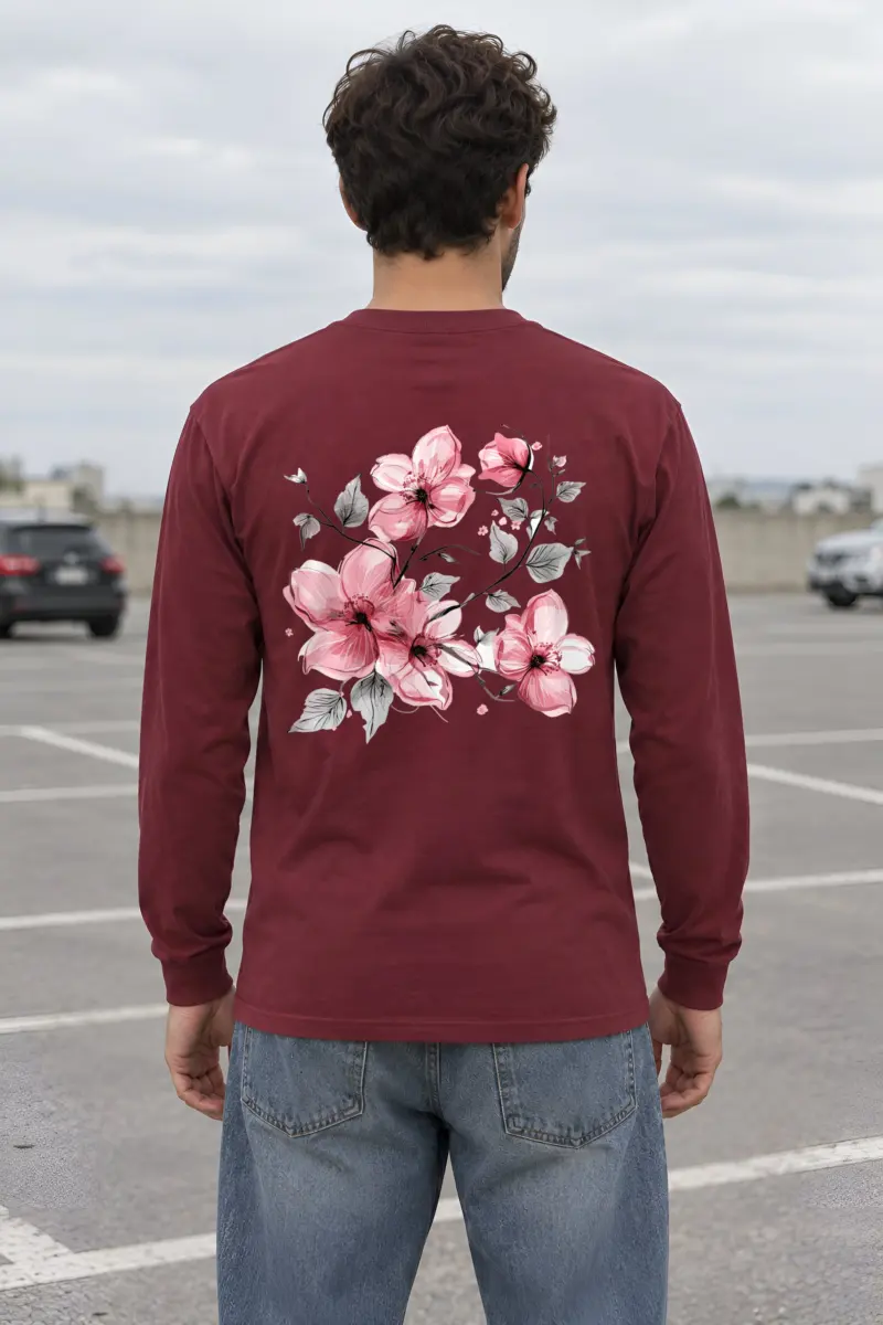 "Pink Branch Bloom" Unisex Longsleeve T-shirt
