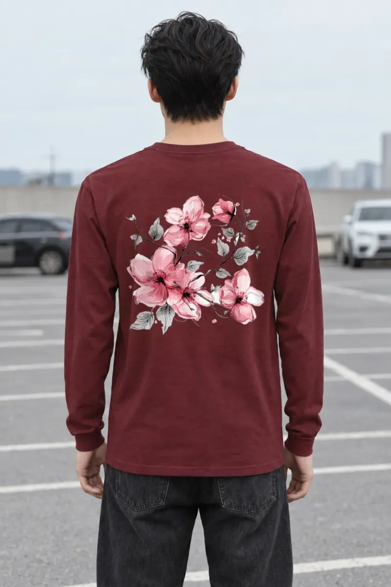 "Pink Branch Bloom" Unisex Longsleeve T-shirt