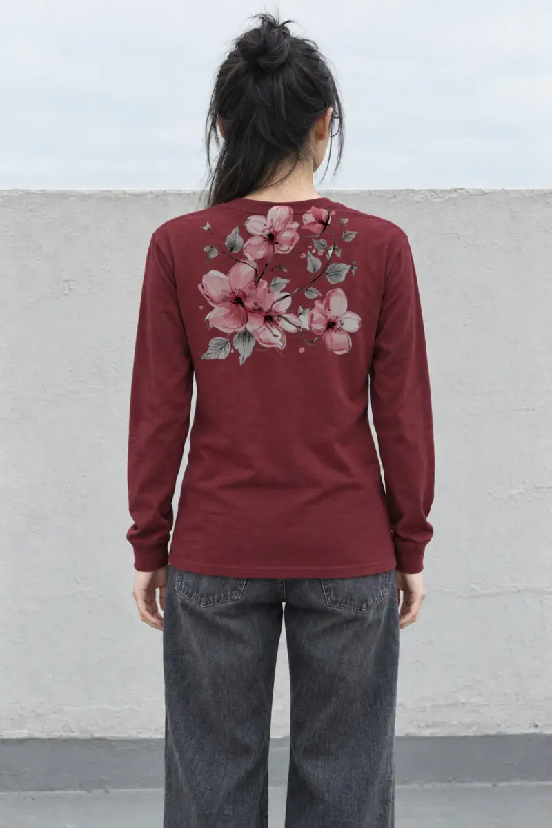 "Pink Branch Bloom" Unisex Longsleeve T-shirt
