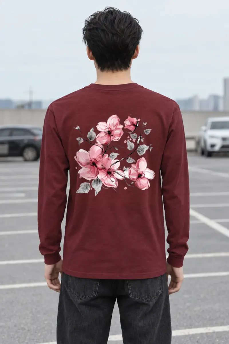 "Pink Branch Bloom" Unisex Longsleeve T-shirt