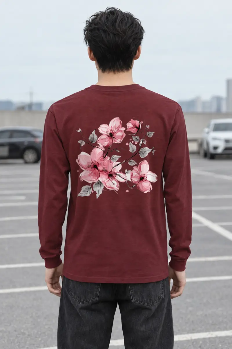 "Pink Branch Bloom" Unisex Longsleeve T-shirt