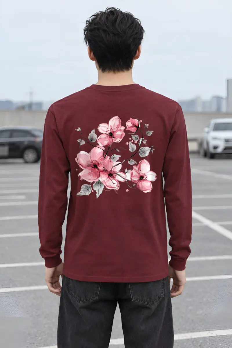 "Pink Branch Bloom" Unisex Longsleeve T-shirt