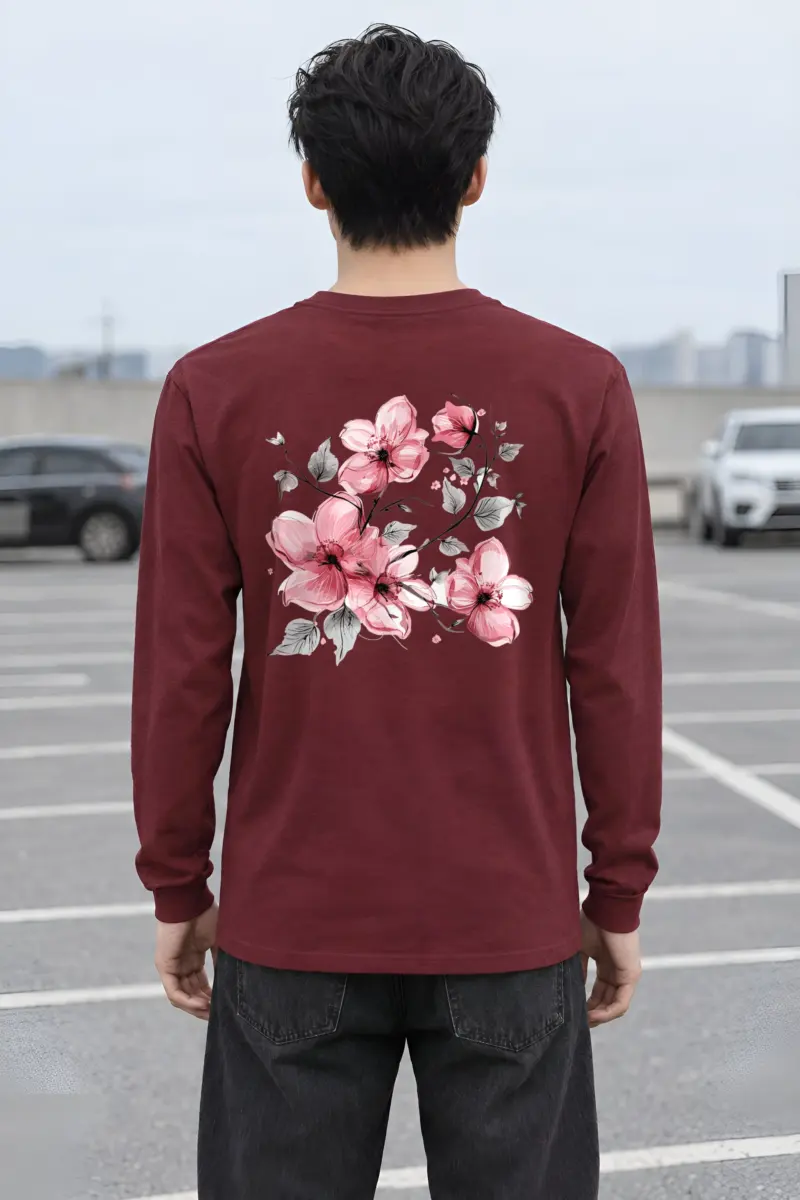 "Pink Branch Bloom" Unisex Longsleeve T-shirt