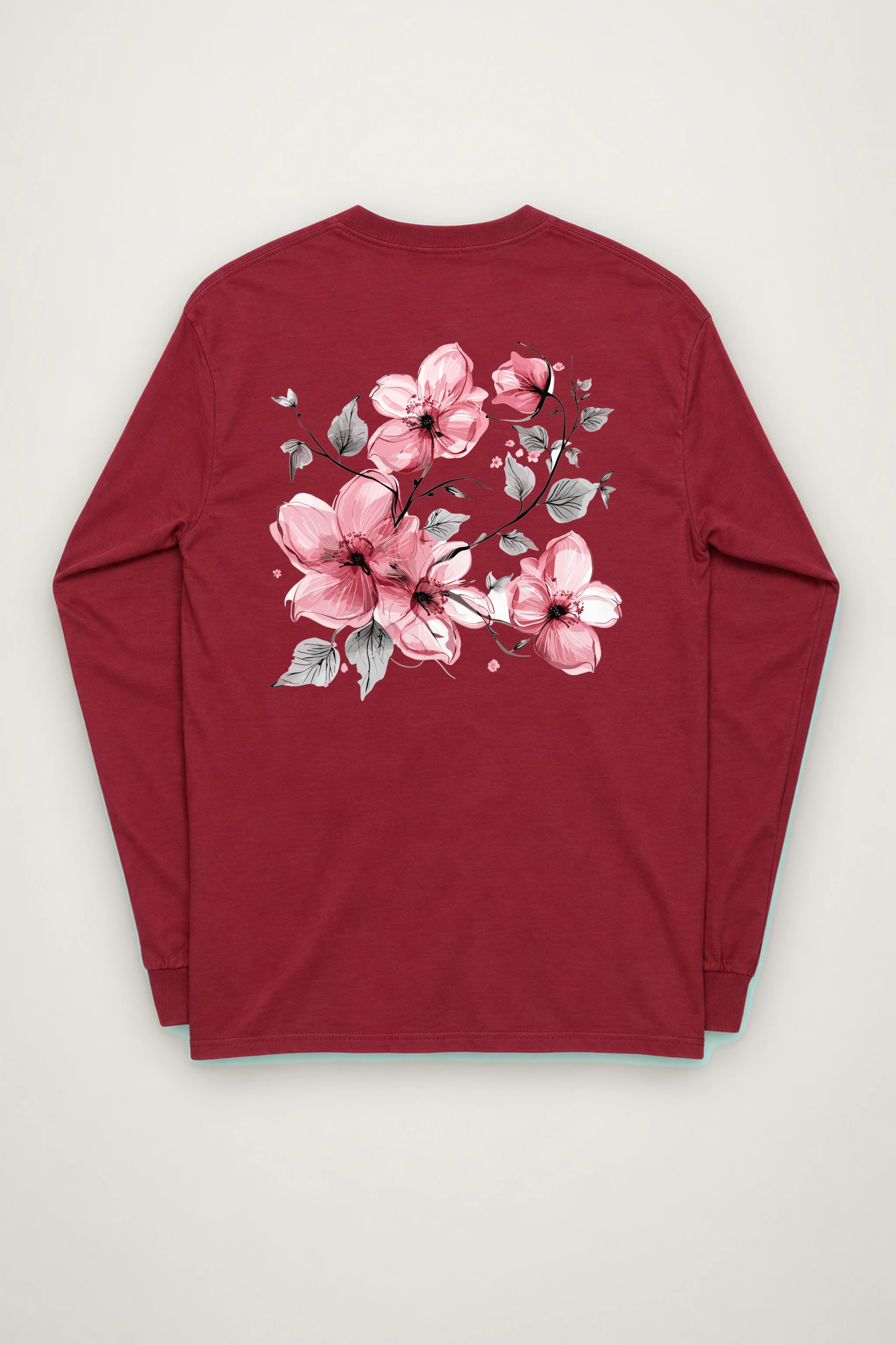 "Pink Branch Bloom" Unisex Longsleeve T-shirt