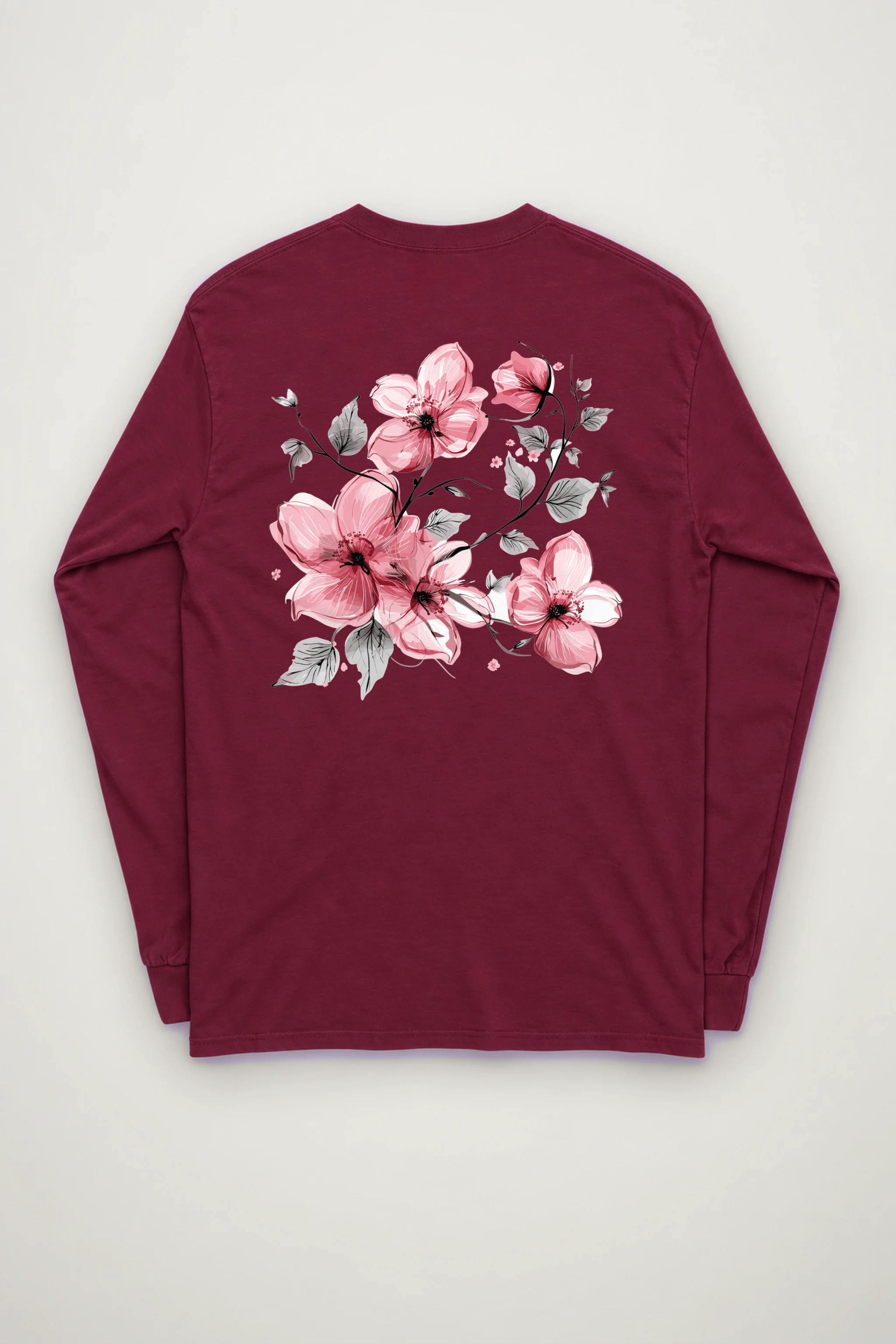 "Pink Branch Bloom" Unisex Longsleeve T-shirt