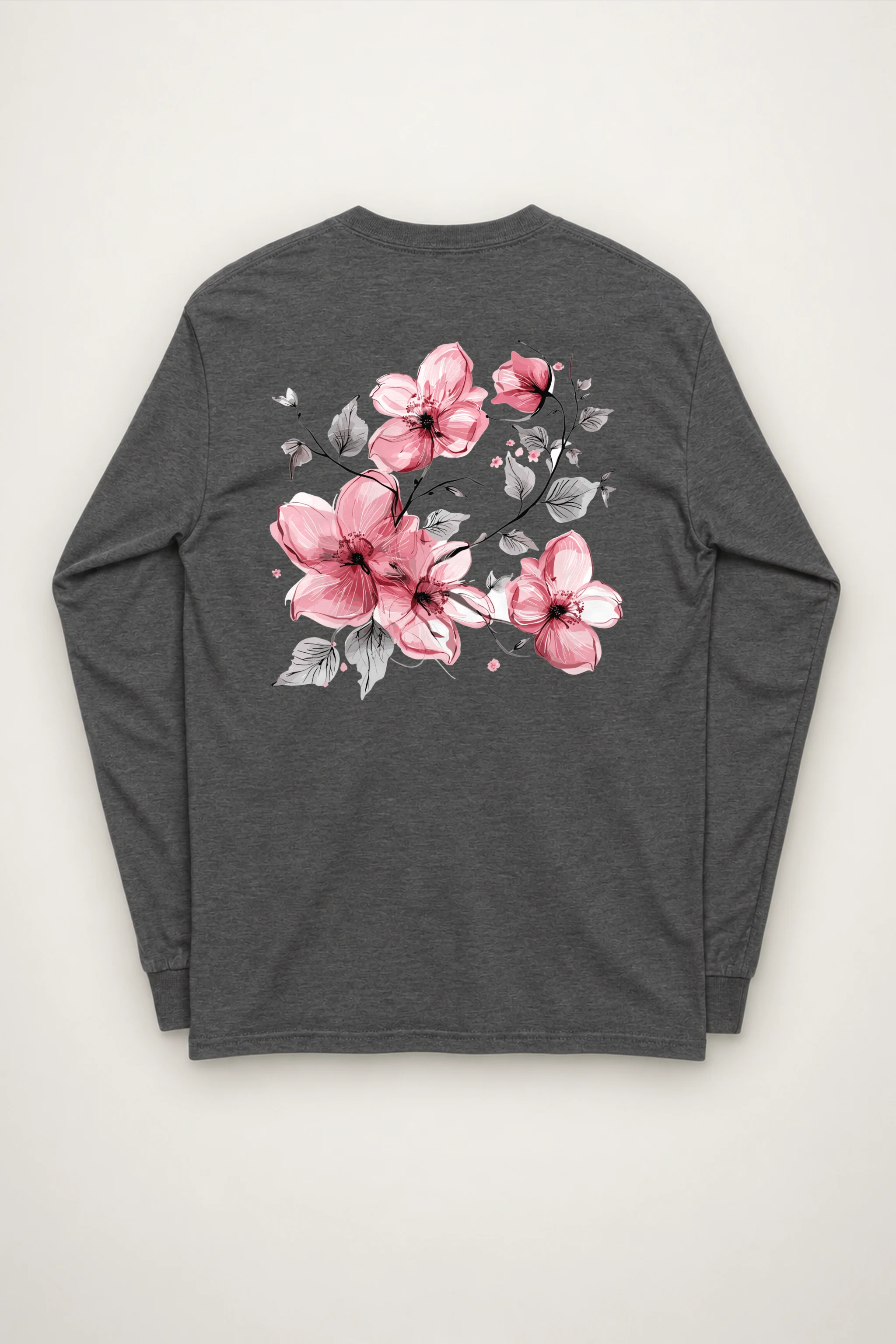 "Pink Branch Bloom" Unisex Longsleeve T-shirt