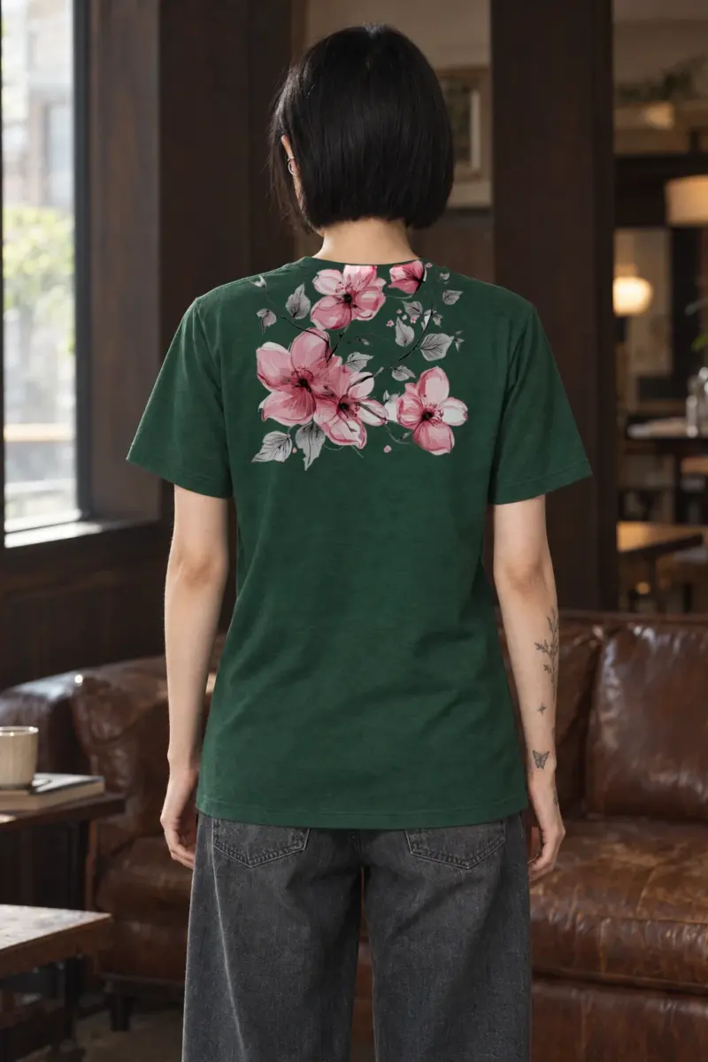 "Pink Branch Elegance" Heavyweight Unisex Crewneck T-shirt