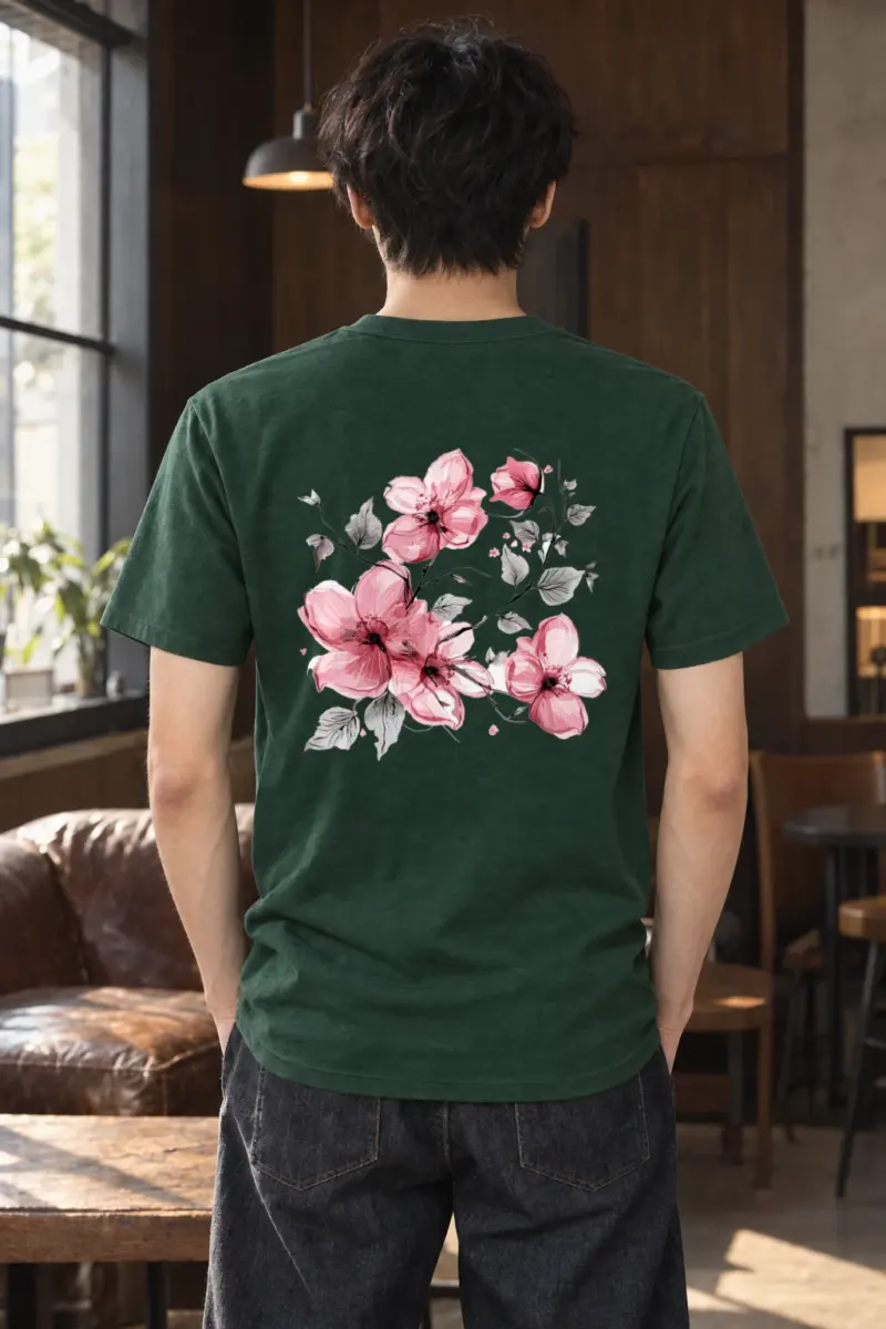 "Pink Branch Elegance" Heavyweight Unisex Crewneck T-shirt