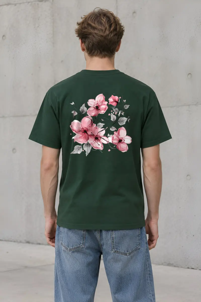 "Pink Branch Elegance" Heavyweight Unisex Crewneck T-shirt